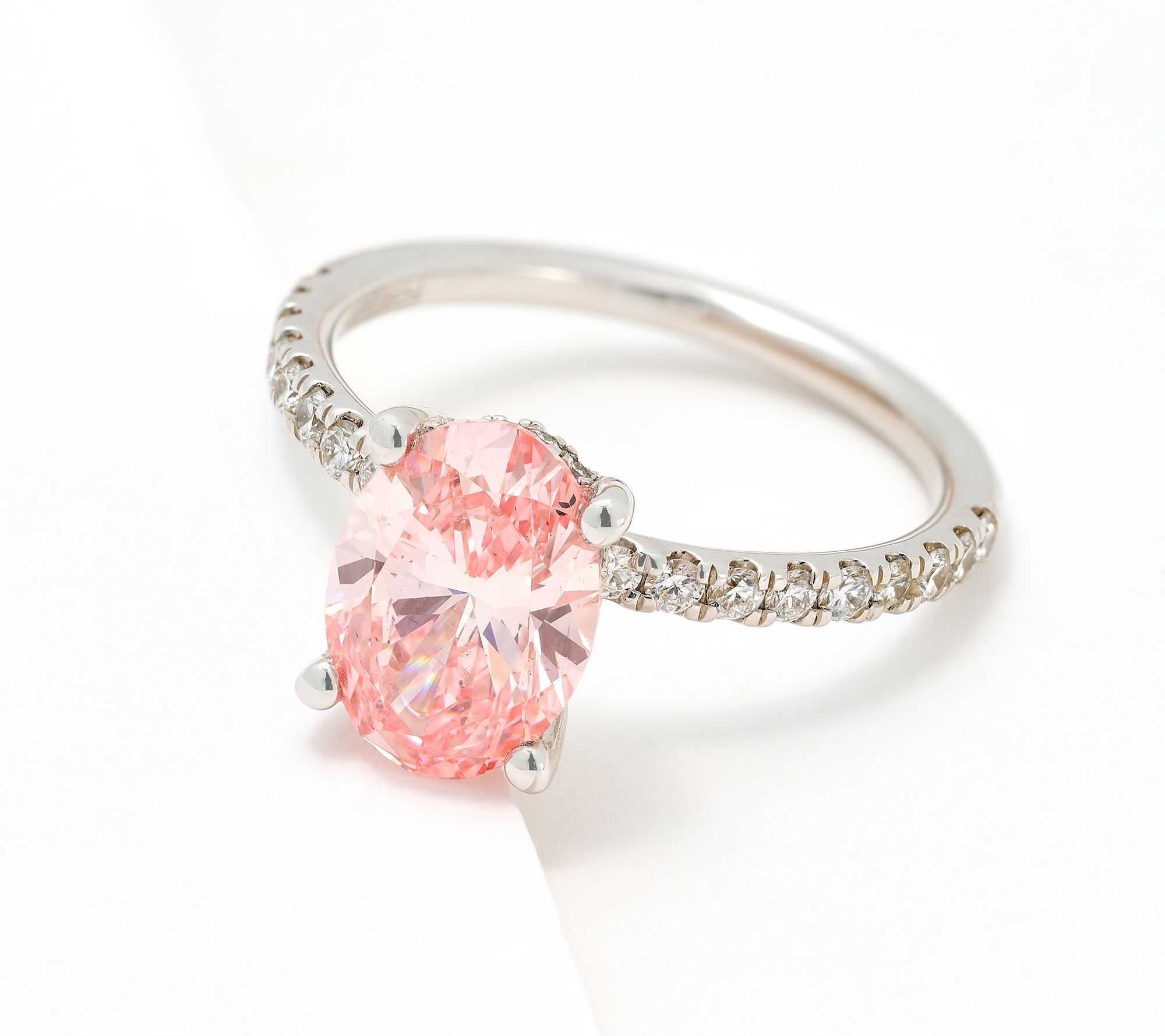  Effy Lab Grown Diamond 2cttw. Pink Diamond Oval Ring, 14K Gold