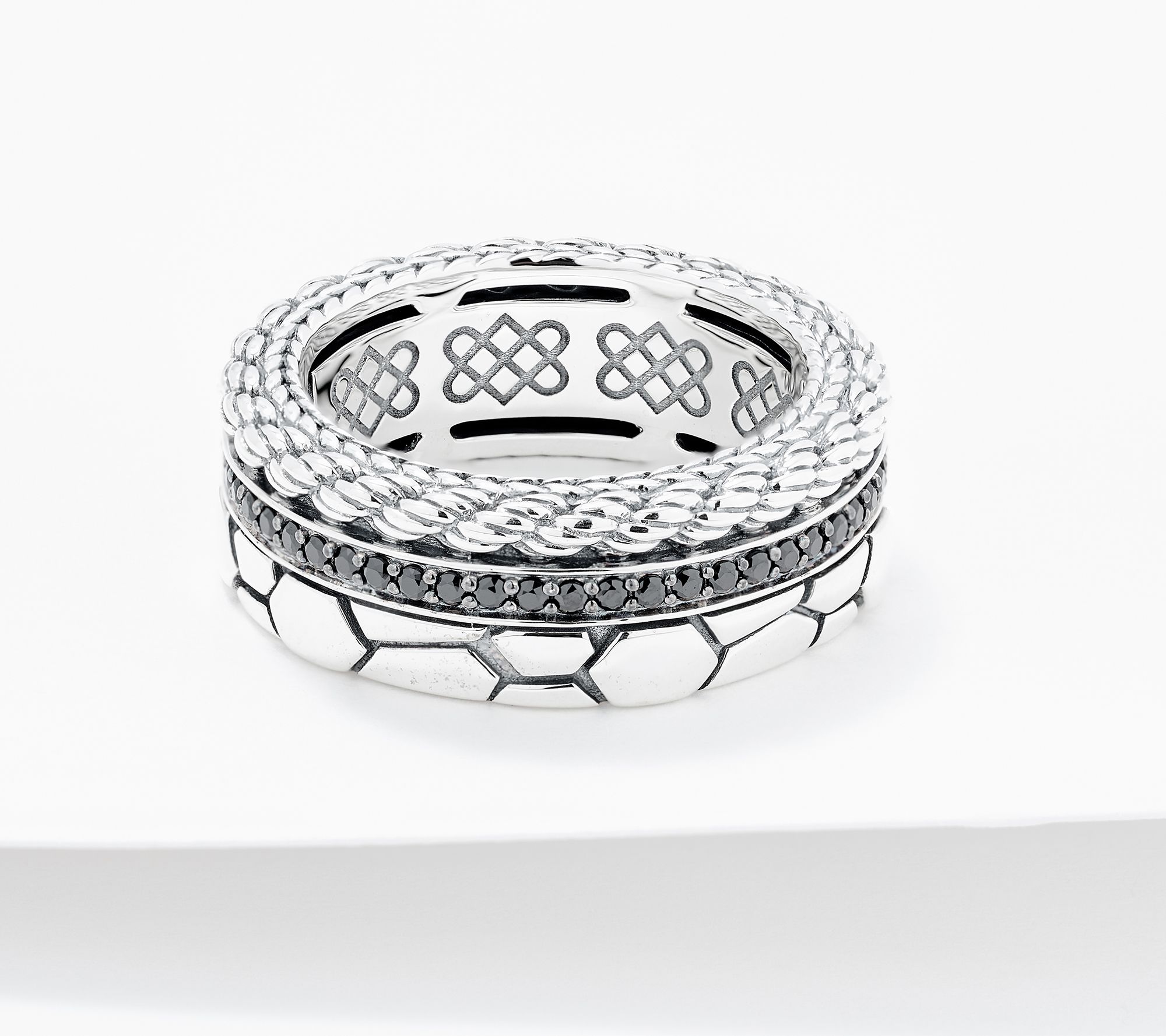 JAI Ireland Sterling Silver Cara Rope & Northern Coast Gemtsone Ring