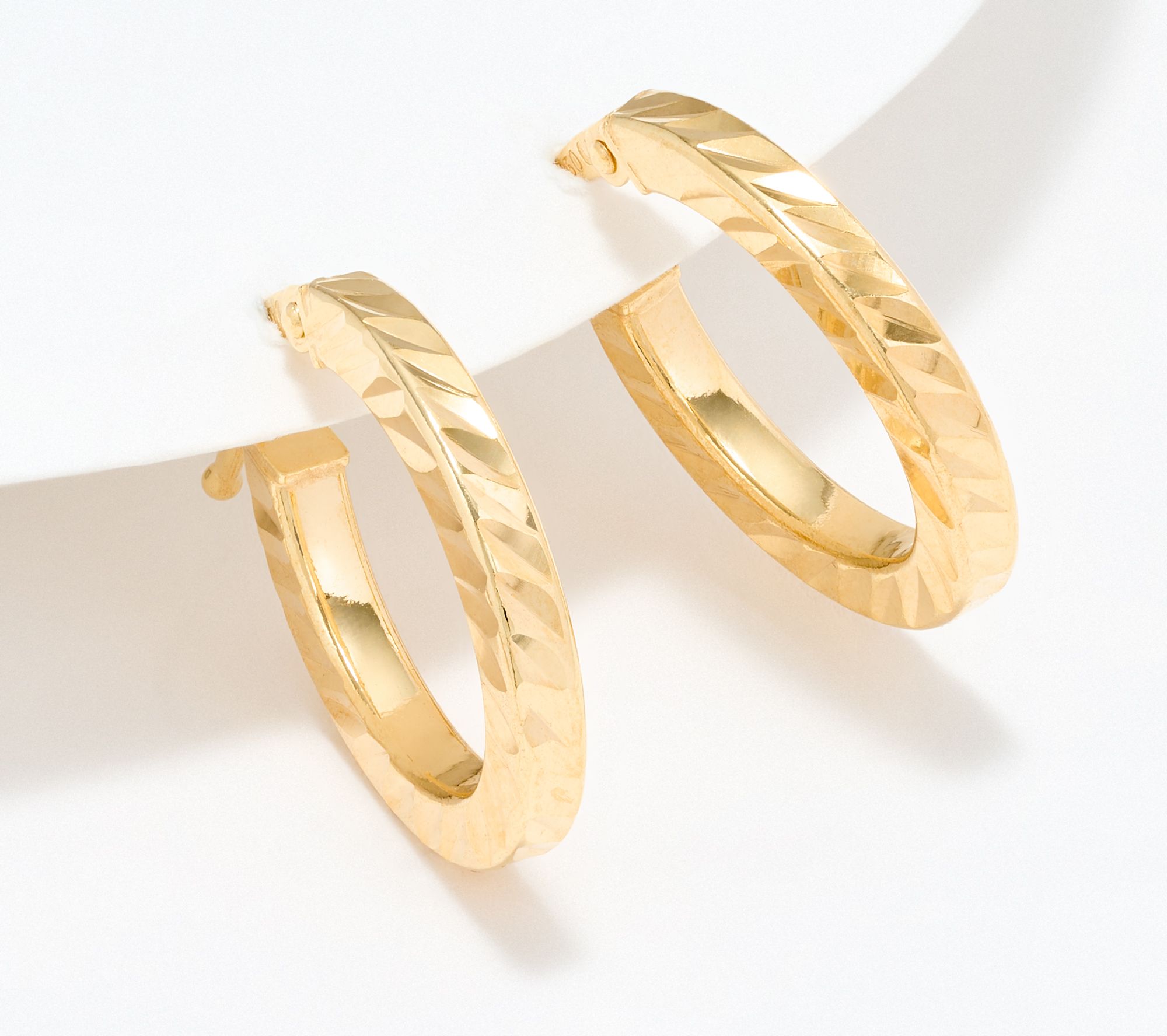 "As Is" UltraFine 950 Silver Diamond Cut 3/4" Hoop Earrings