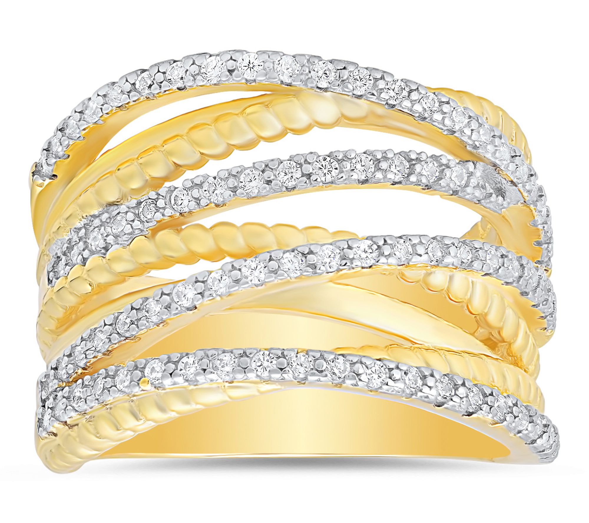 Diamonique Twisted Rope Highway Statement Ring,Sterling