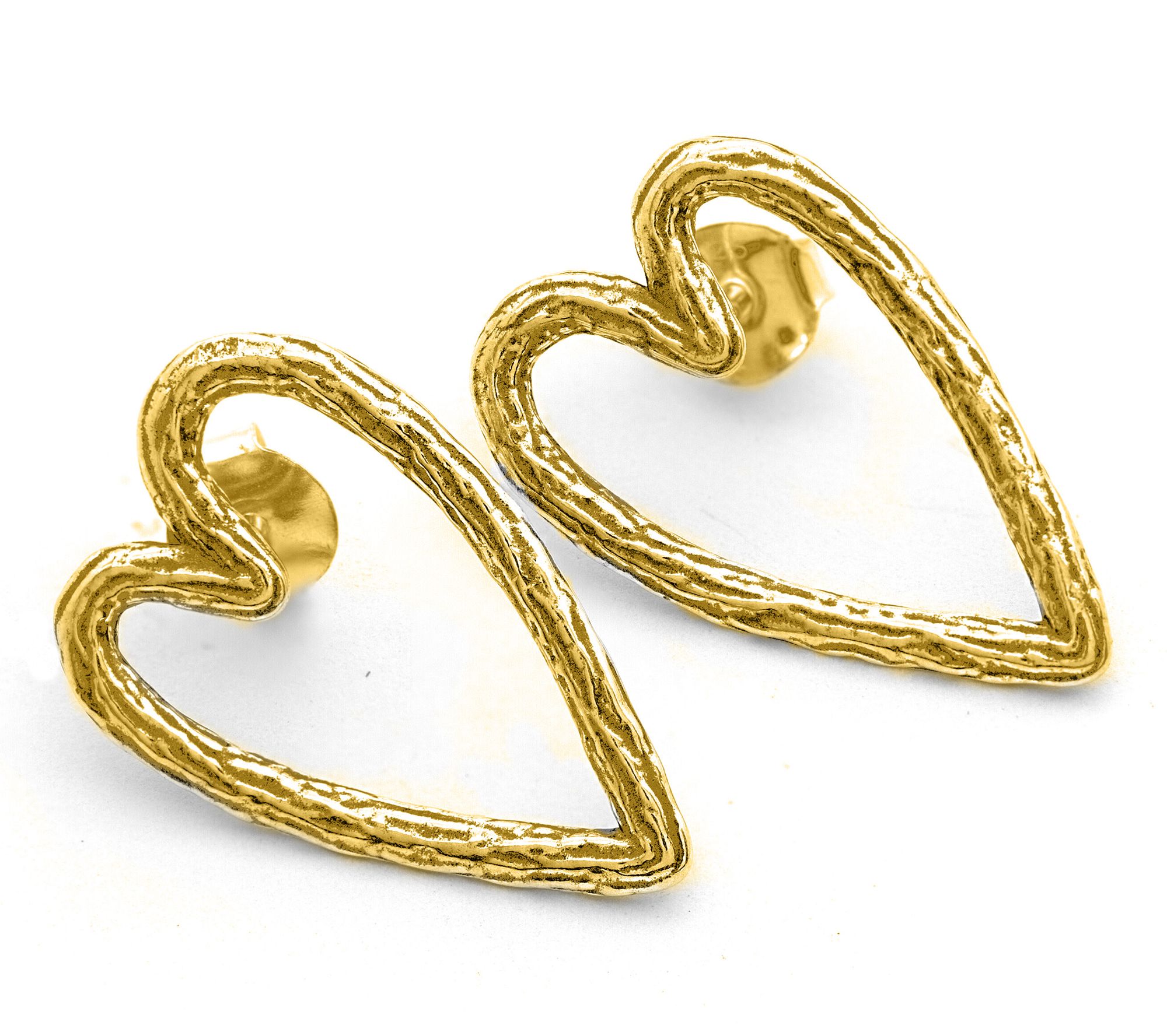 Or Paz Sterling Silver Vine Design Heart Stud Earrings