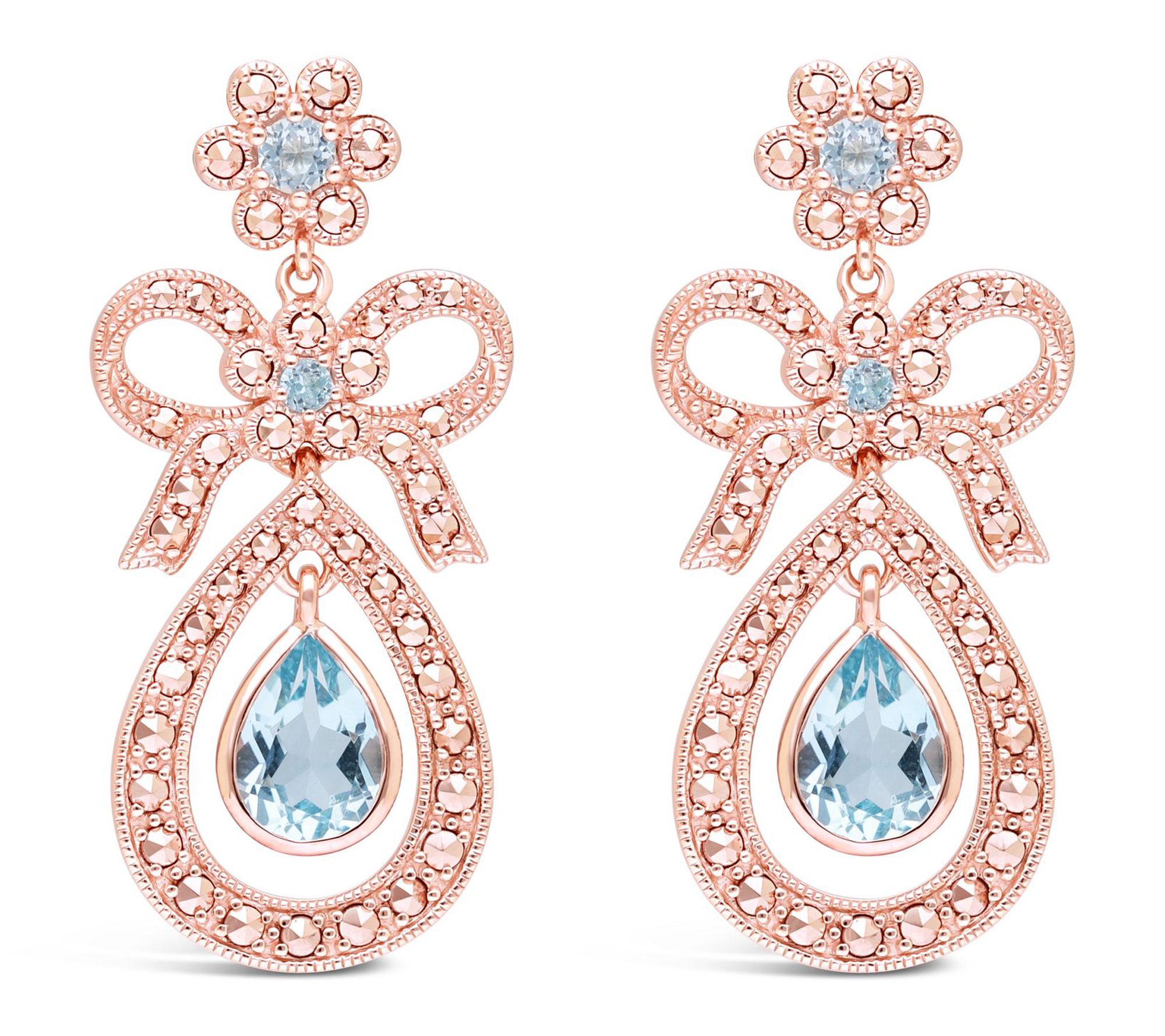 Dallas Prince 14K Clad Chrome Marcasite & TopazDrop Earrings