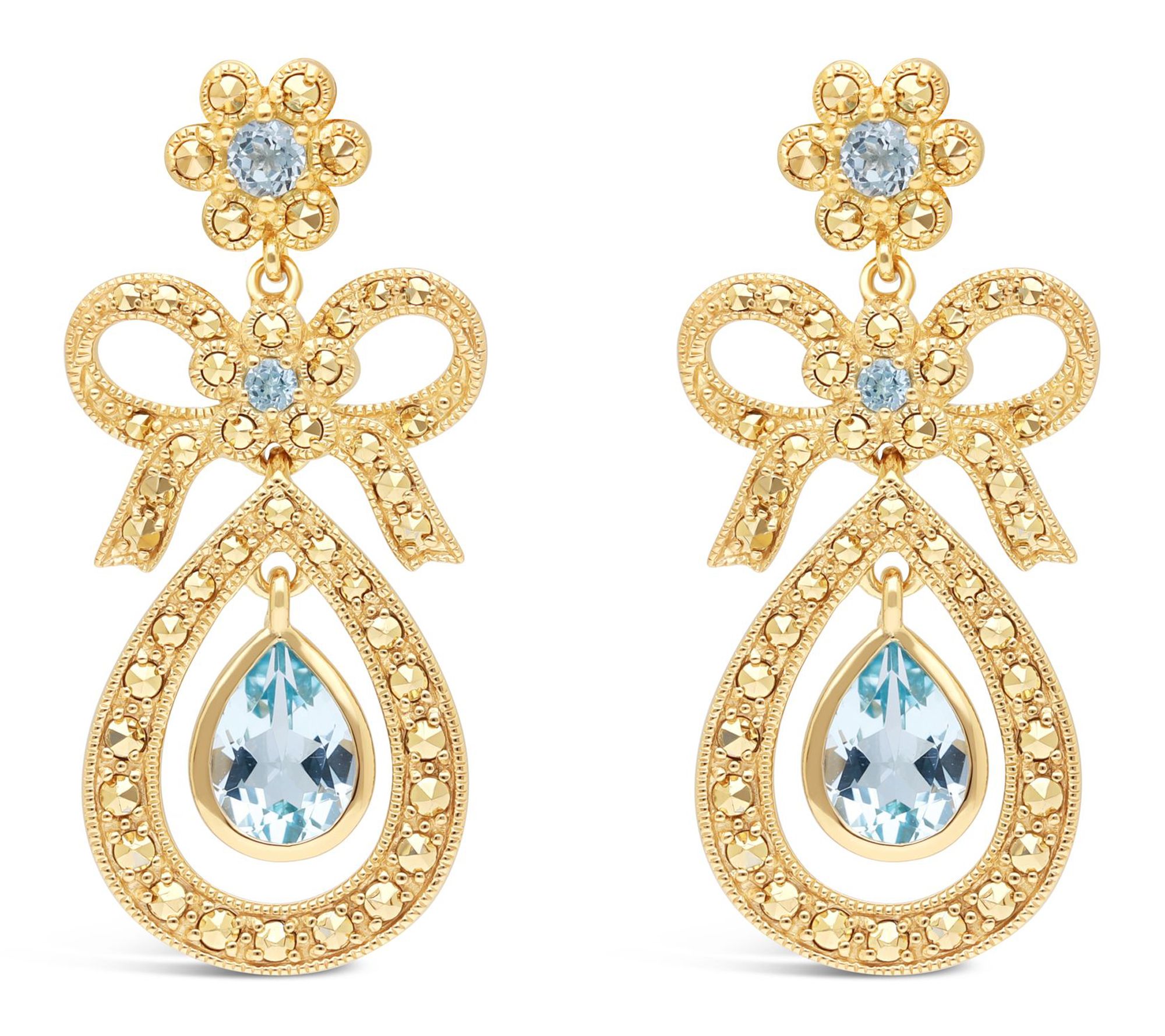 Dallas Prince 14K Clad Chrome Marcasite & TopazDrop Earrings