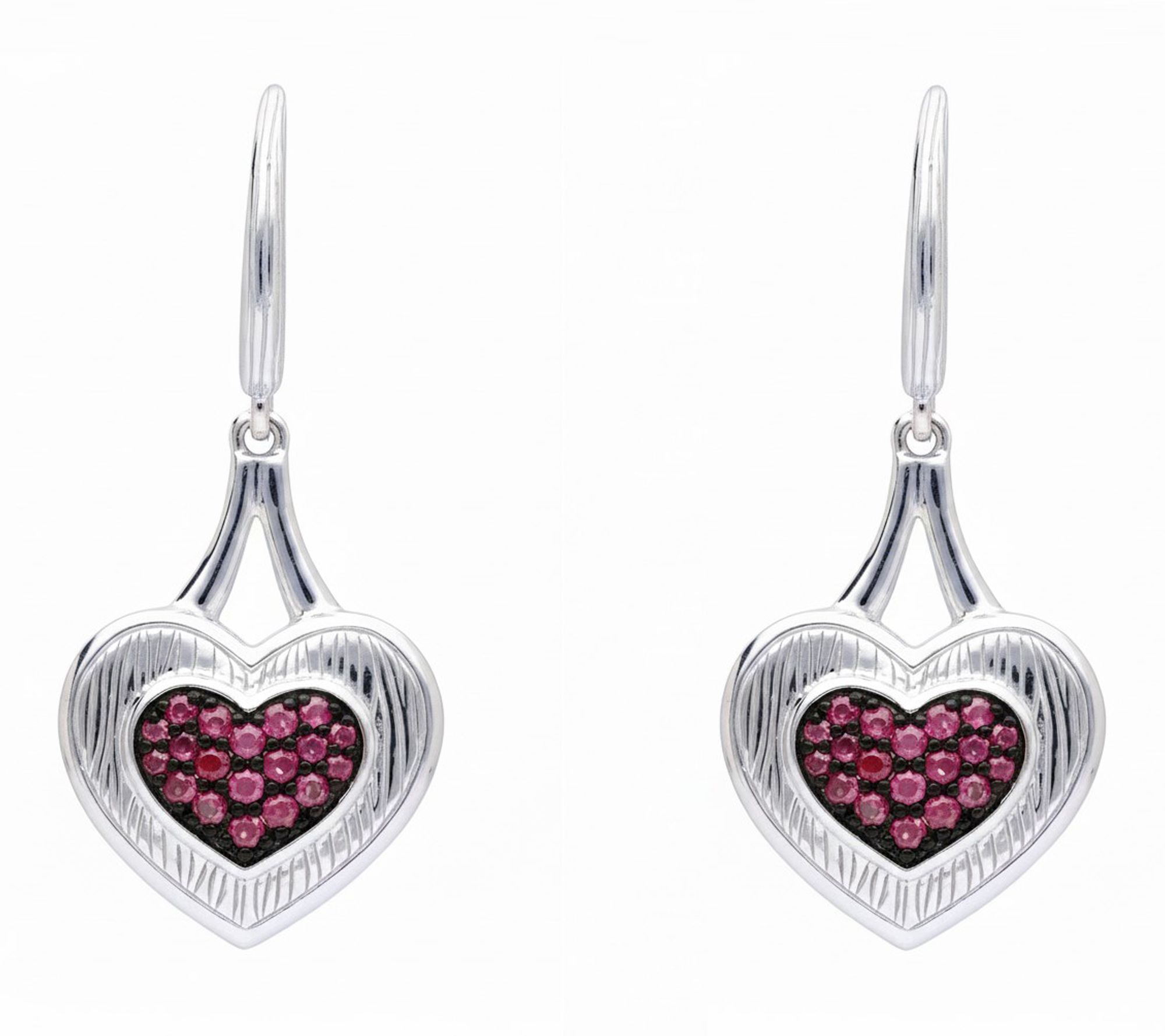 Ariva Sterling Silver Ruby Sweetheart Earrings