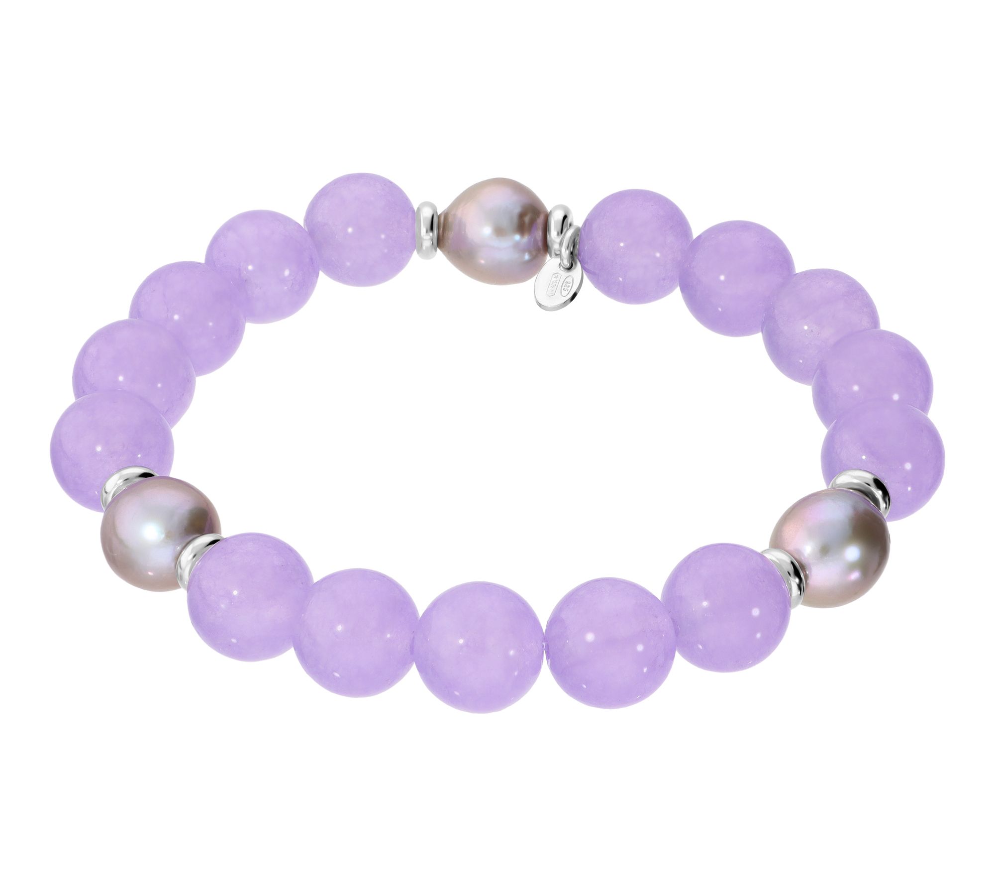 Honora Cultured Pearl & Purple Jade Stretch Bracelet, Sterling