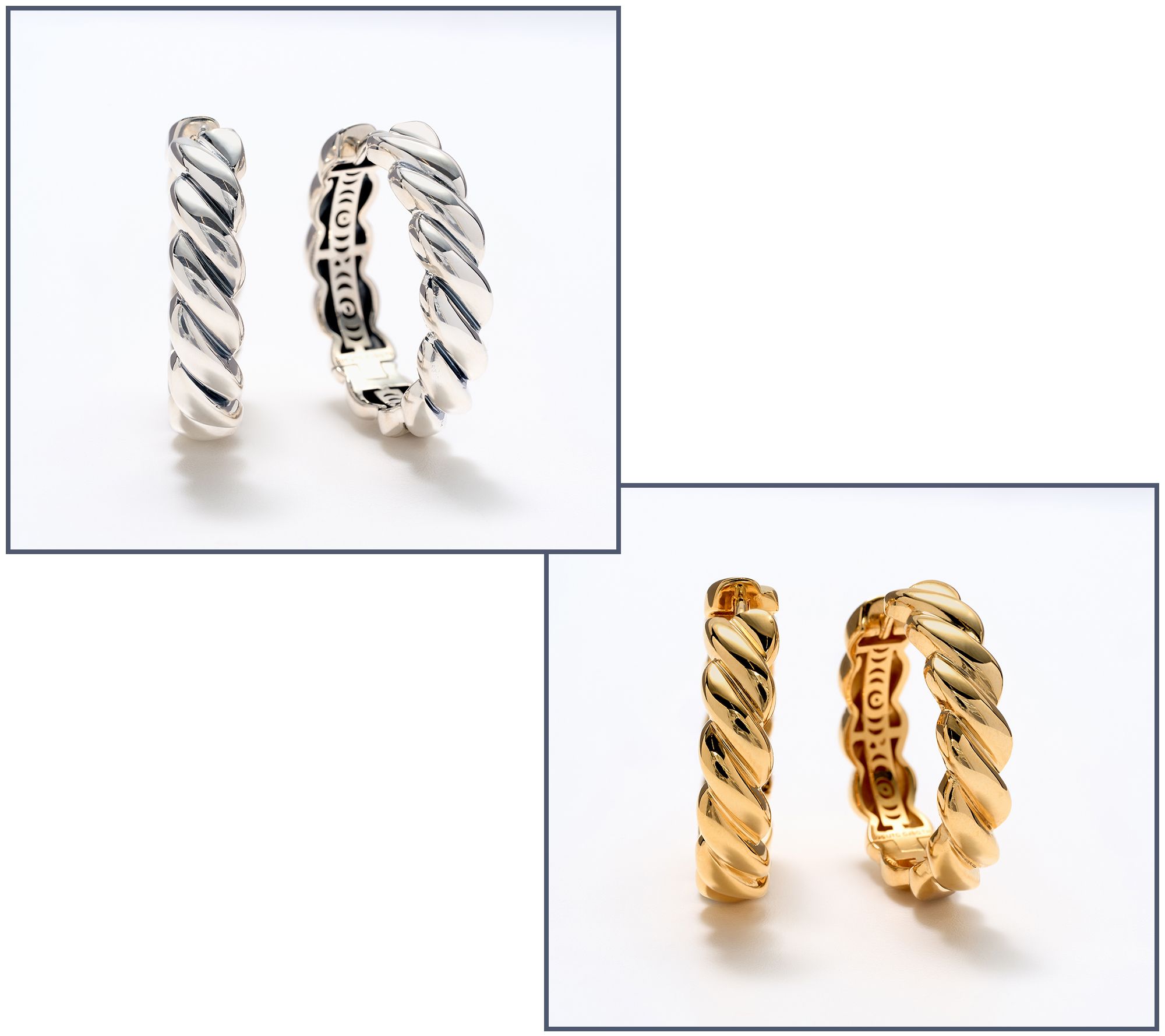 Christian James by Scott Grimes Ripple Hoop Earrings, Light Ox/Gold Clad