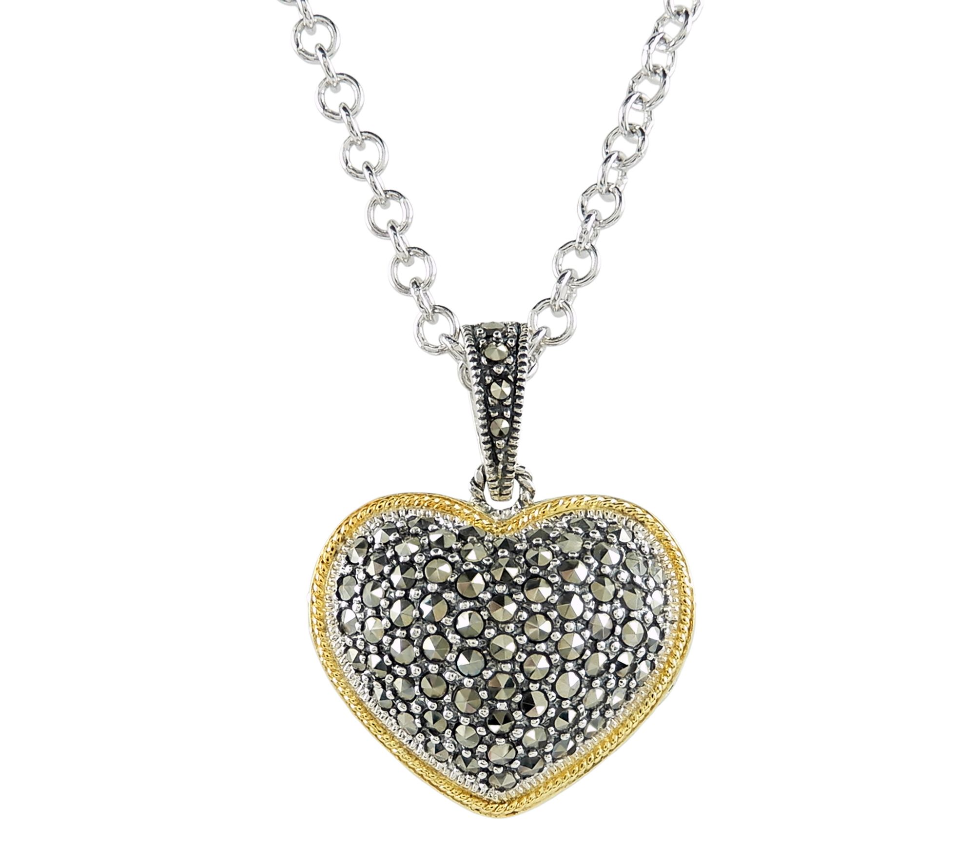 Suspicion Two-Tone Marcasite Pendant w/ Chain,Sterling