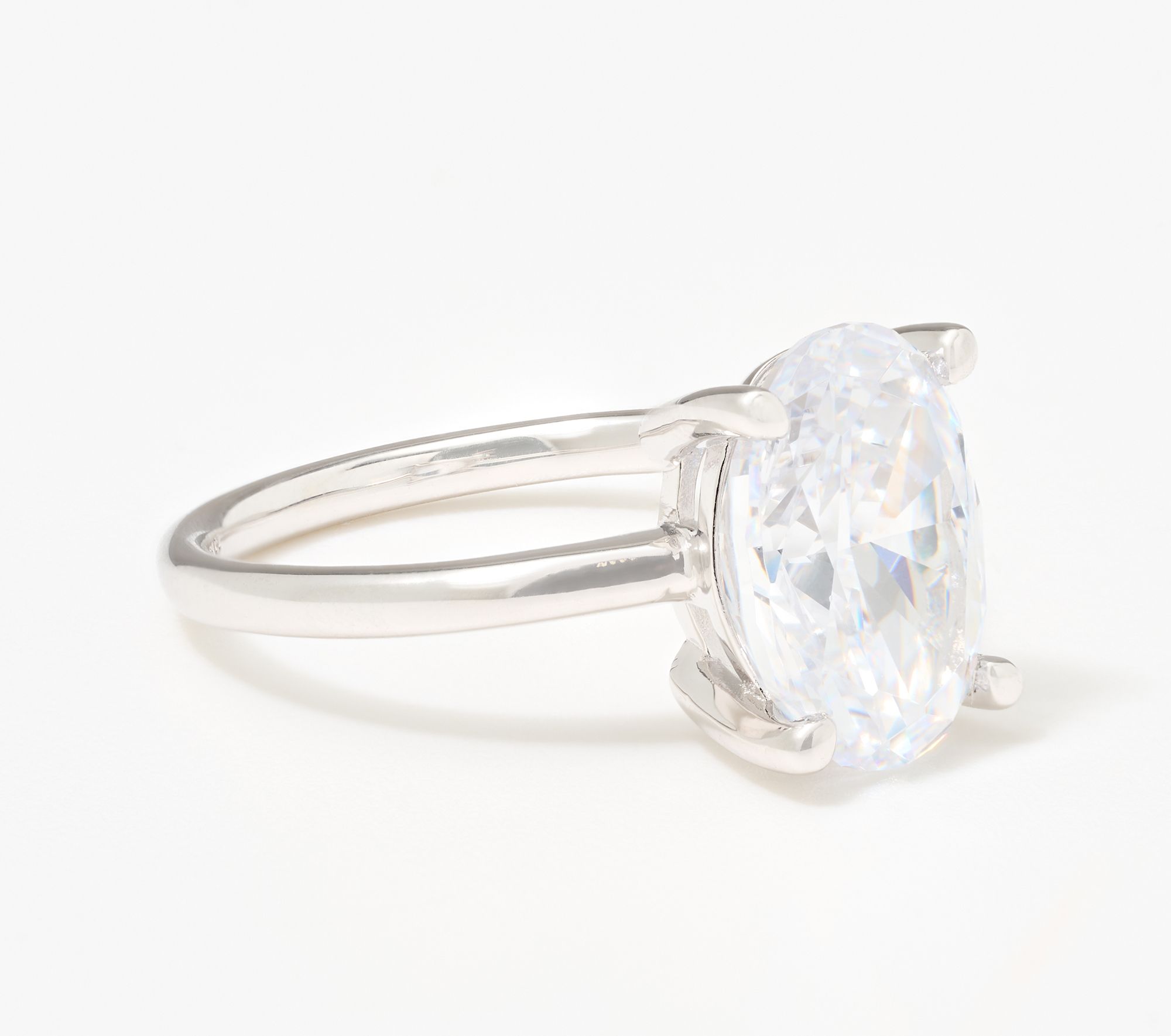 Diamonique Classics Oval Cut Solitaire Ring, Sterling Silver