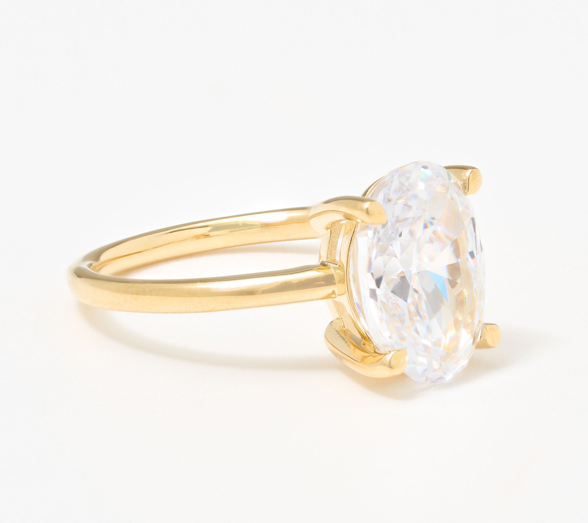 Diamonique Classics Oval Cut Solitaire Ring, Sterling Silver