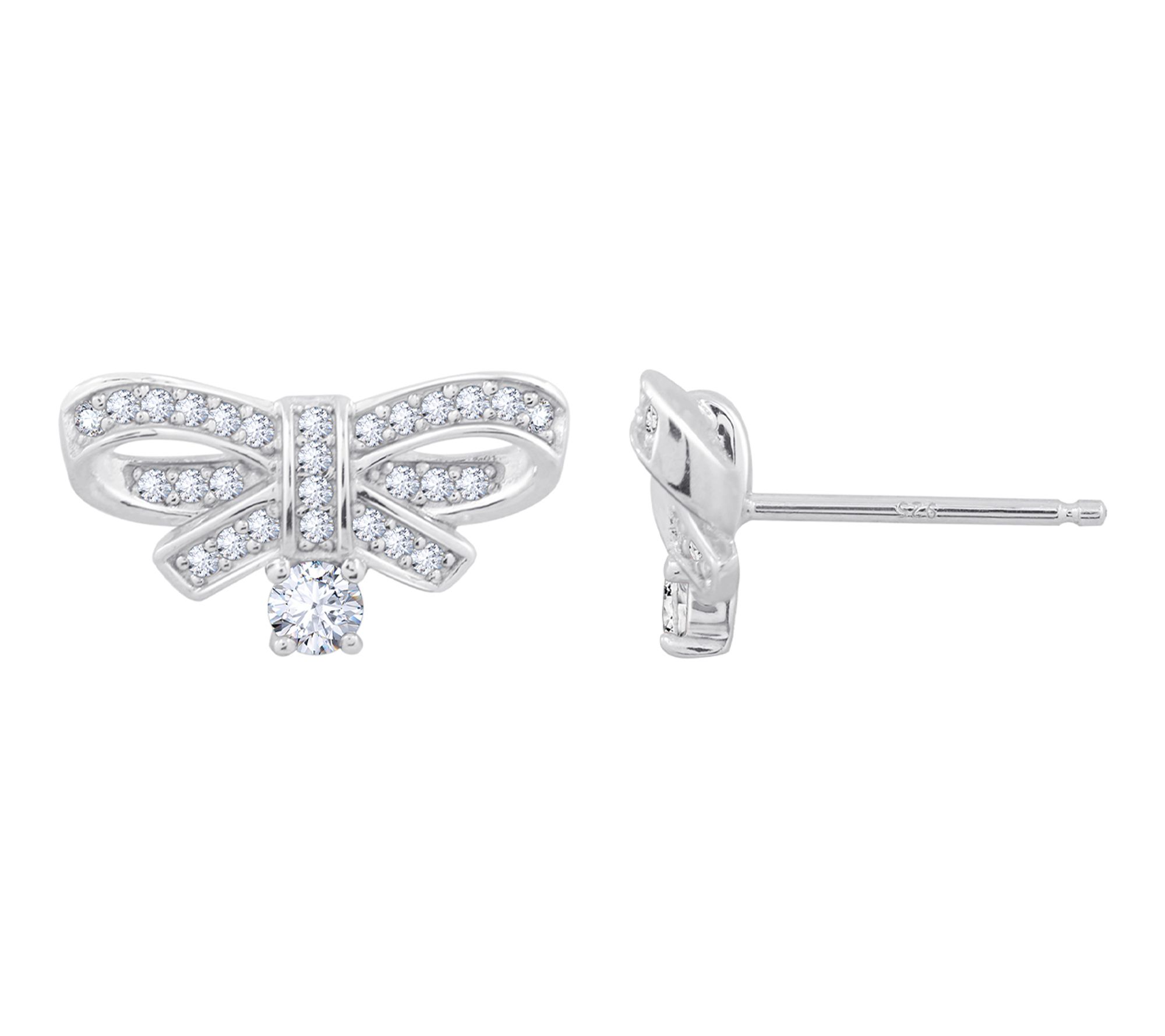 Diamonique Pave Serpent Earrings, Sterling Silver