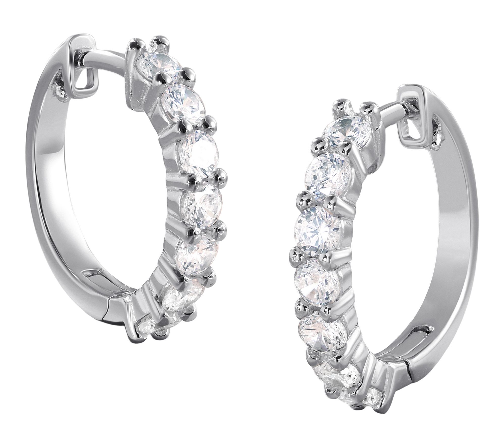 Diamonique Huggie Hoop Earrings, Sterling Silver
