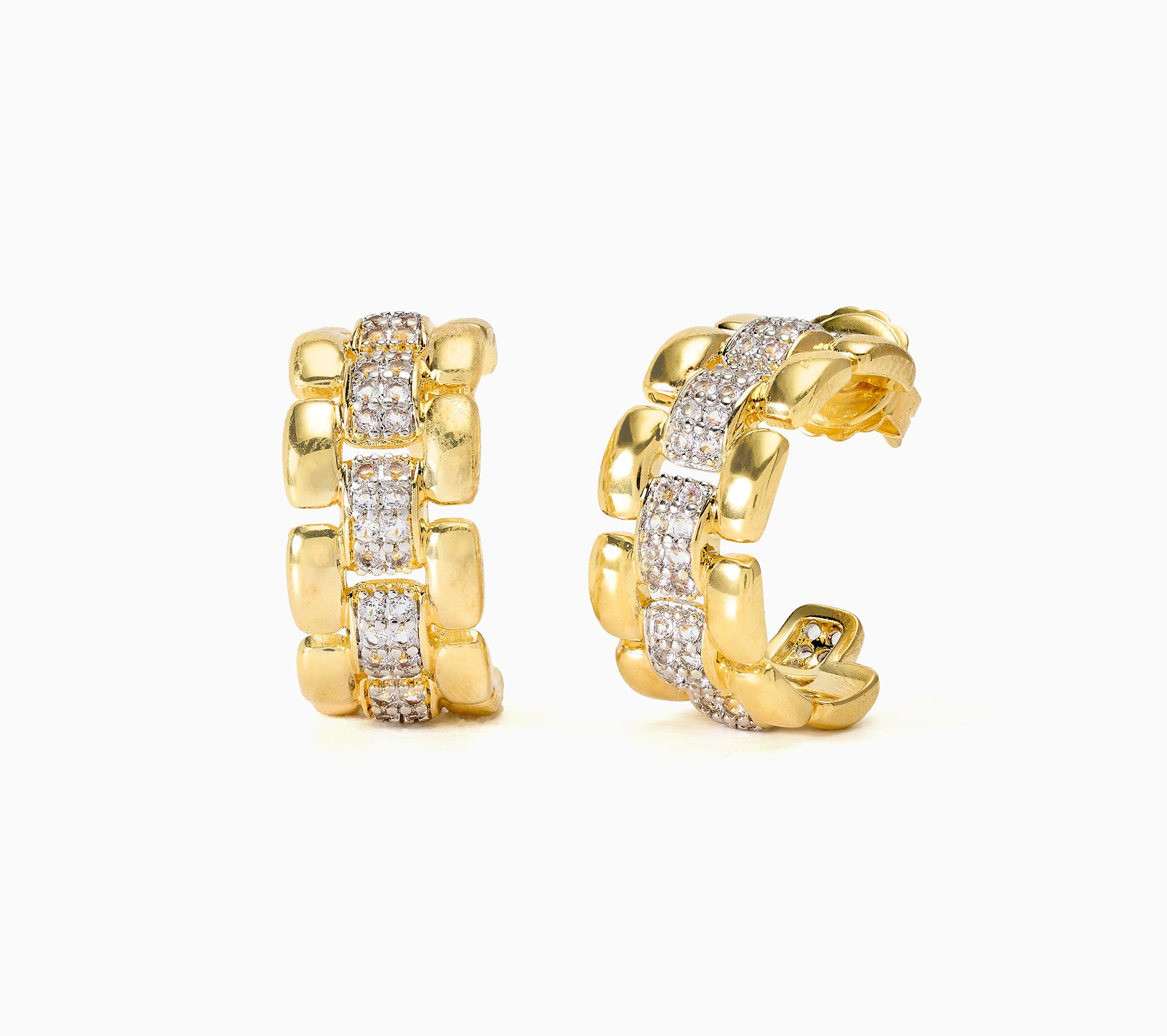 David Markstein Bronze Status White Topaz Panther Hoop Earrings