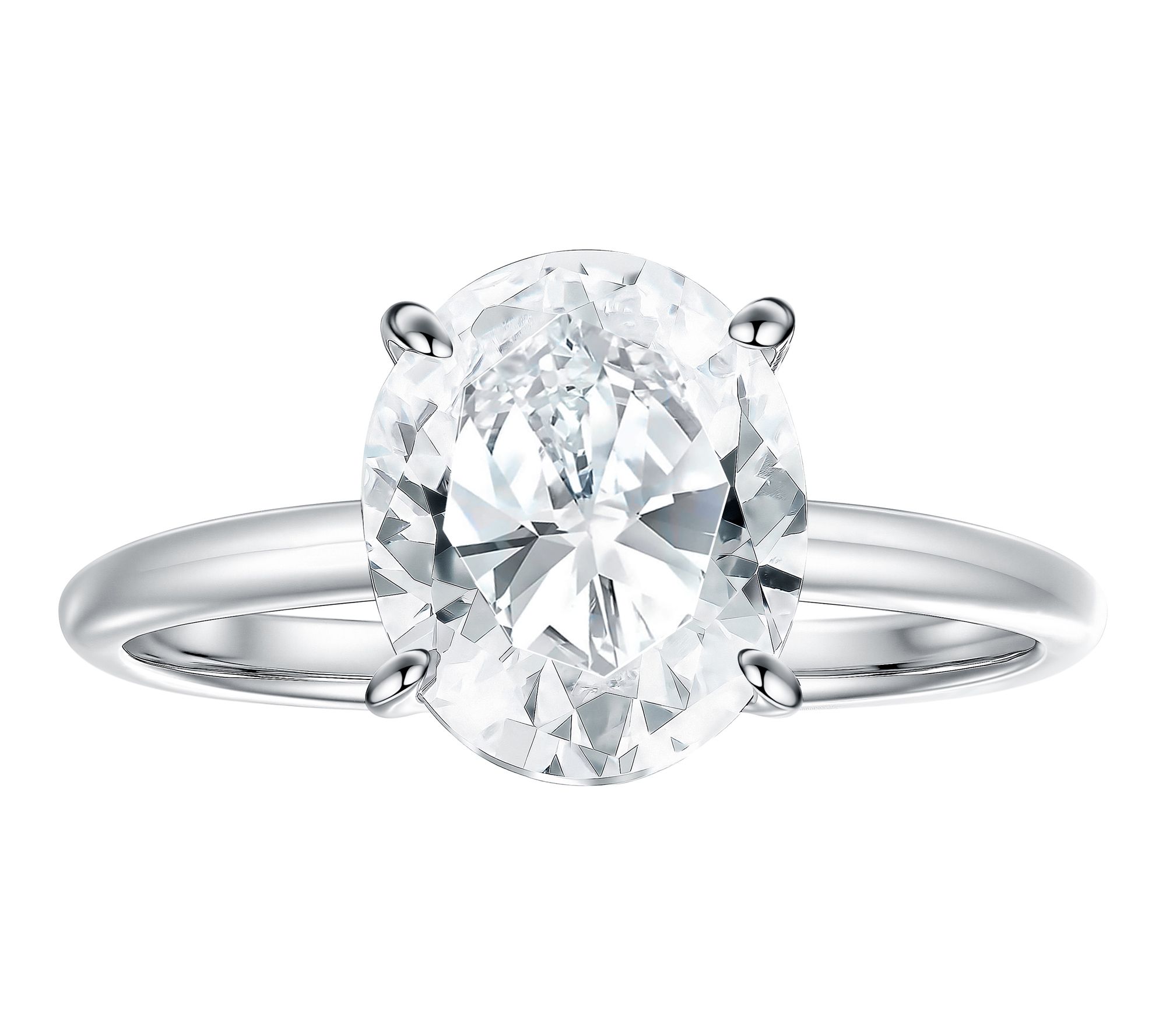 Steel by Diamonique Oval Cut Solitaire Ring
