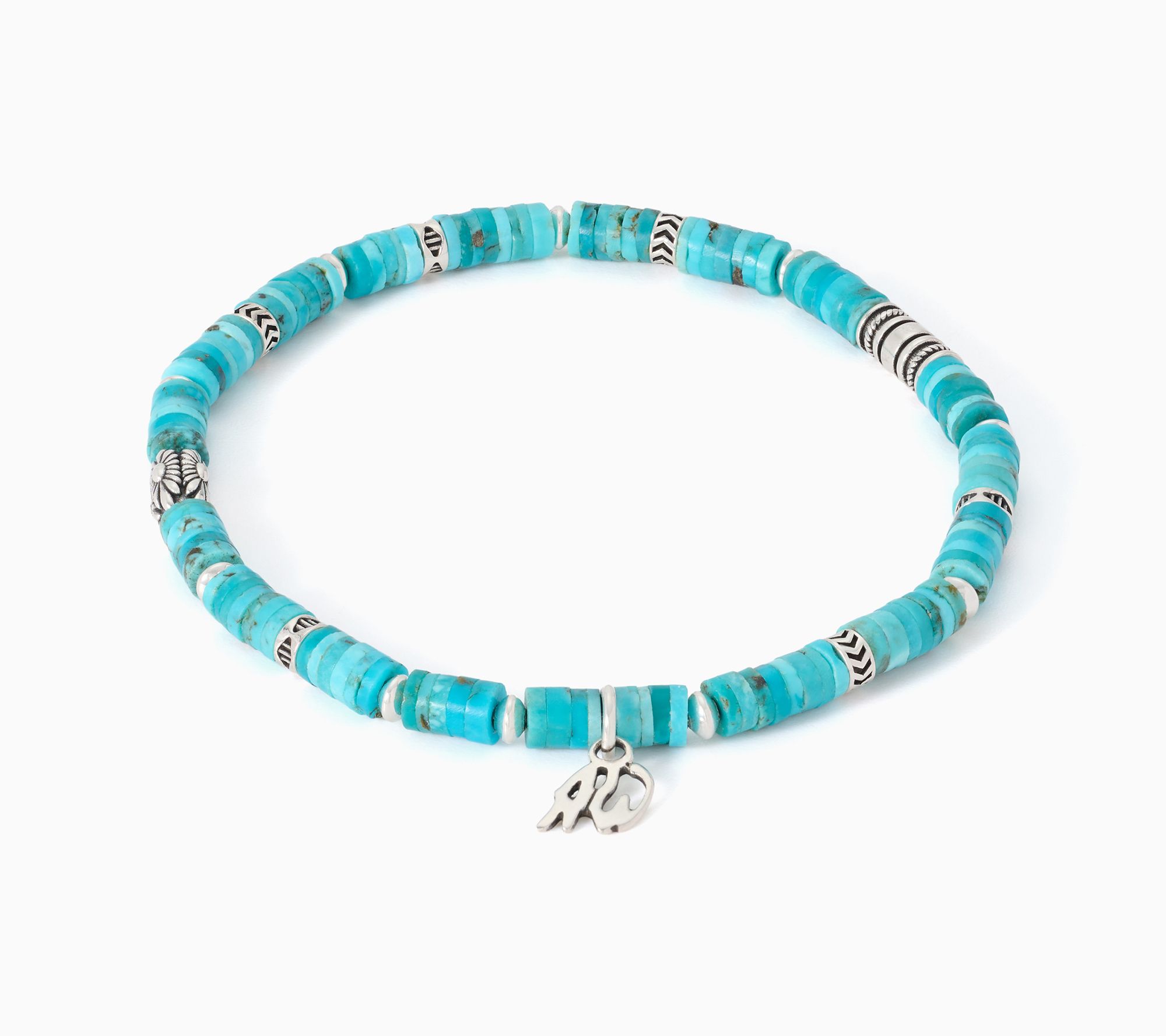 American West Sterling Heishi Gemstone Stretch Bracelet