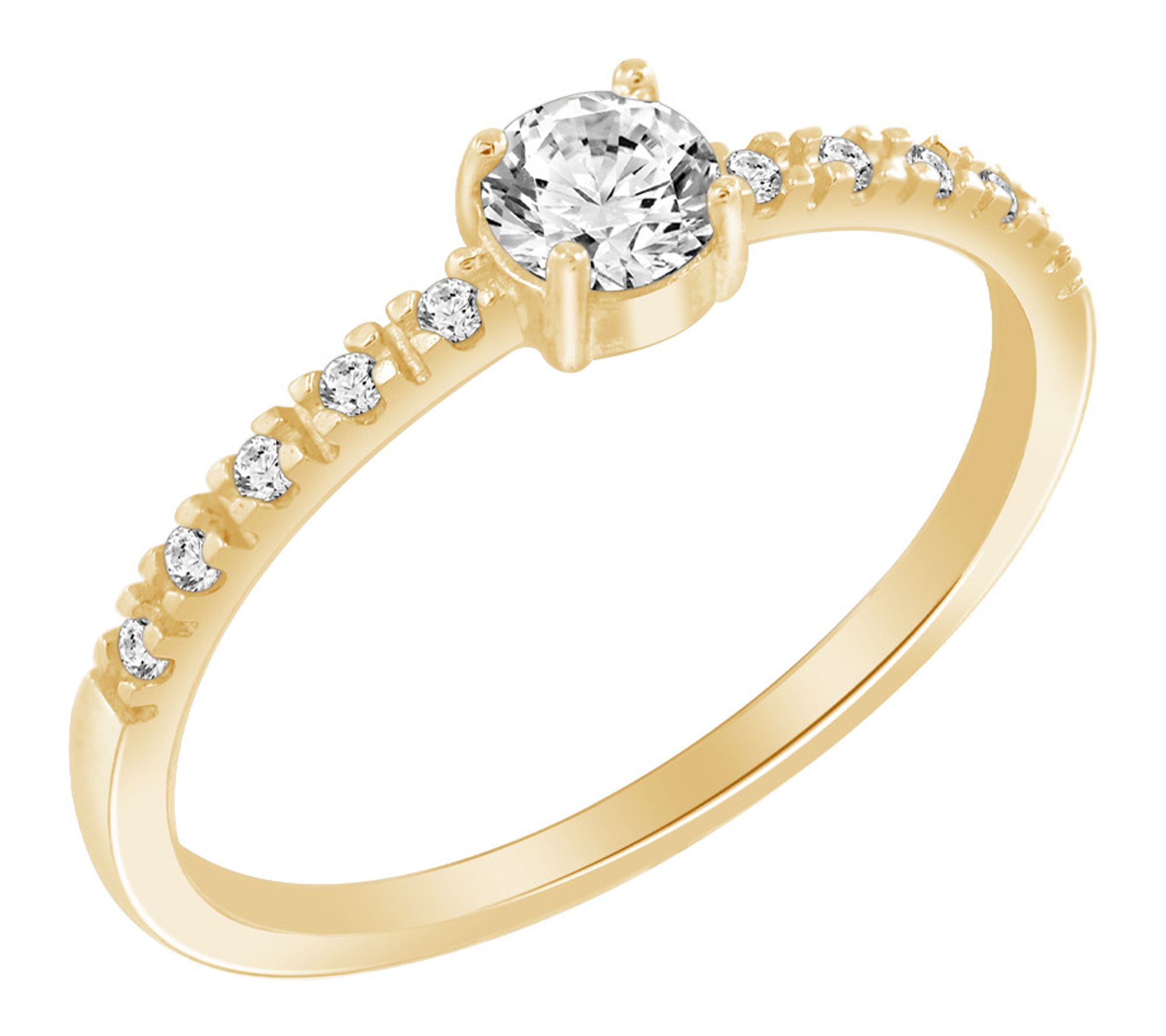 Fire Light 0.30 cttw Lab Grown Round Ring, 14KGold Plated