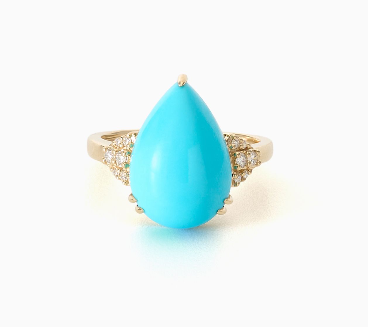 Color by Jeff Moseley 6.00 ctw Turquoise Pear Cut Ring,14K Gold