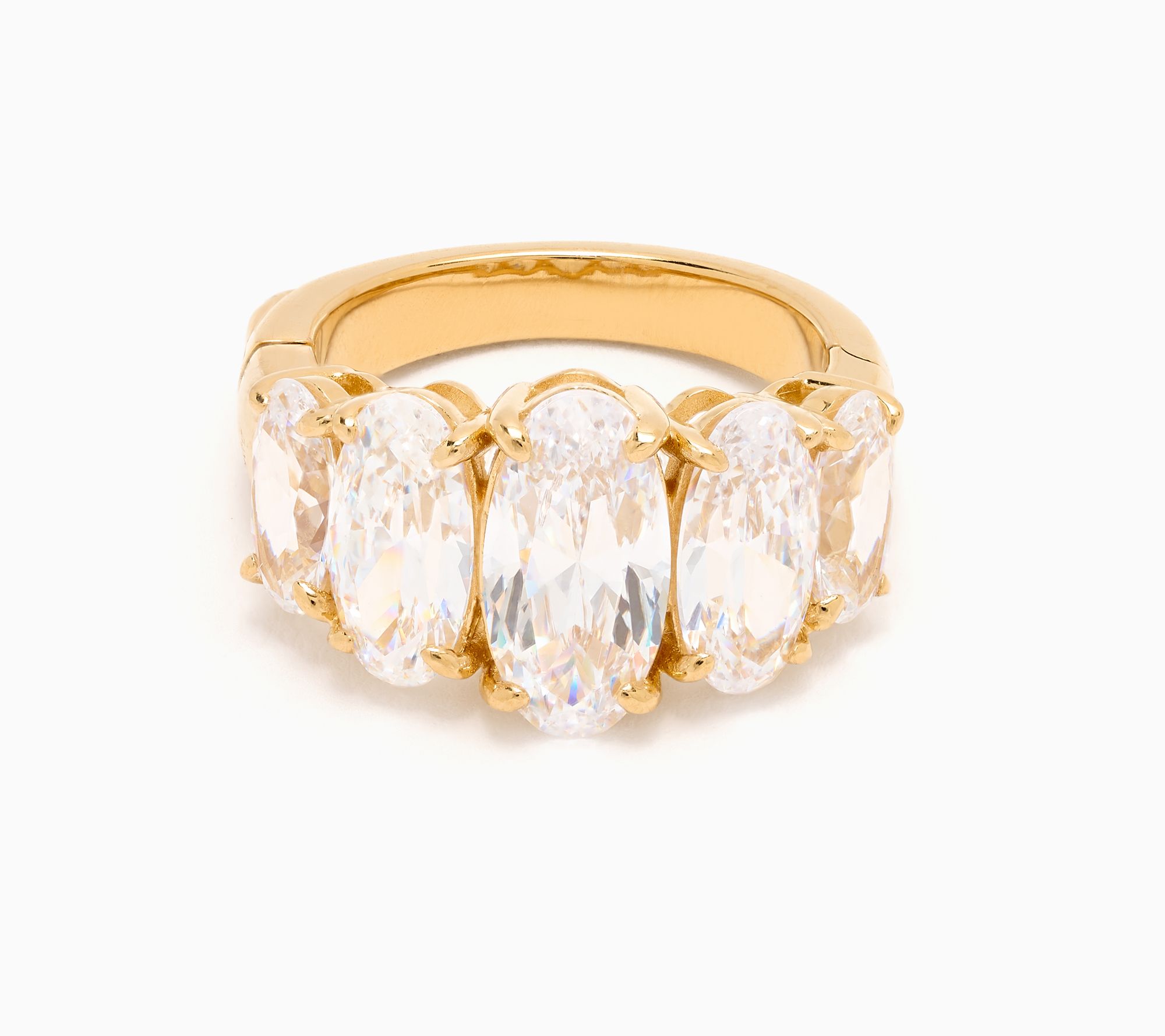 Diamonique x Jennifer Miller Elongated 5 -Stone Shank Ring 14k