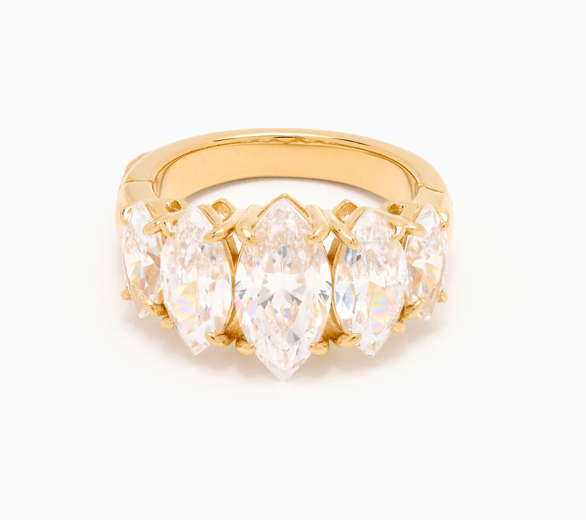 Diamonique x Jennifer Miller Elongated 5 -Stone Shank Ring 14k