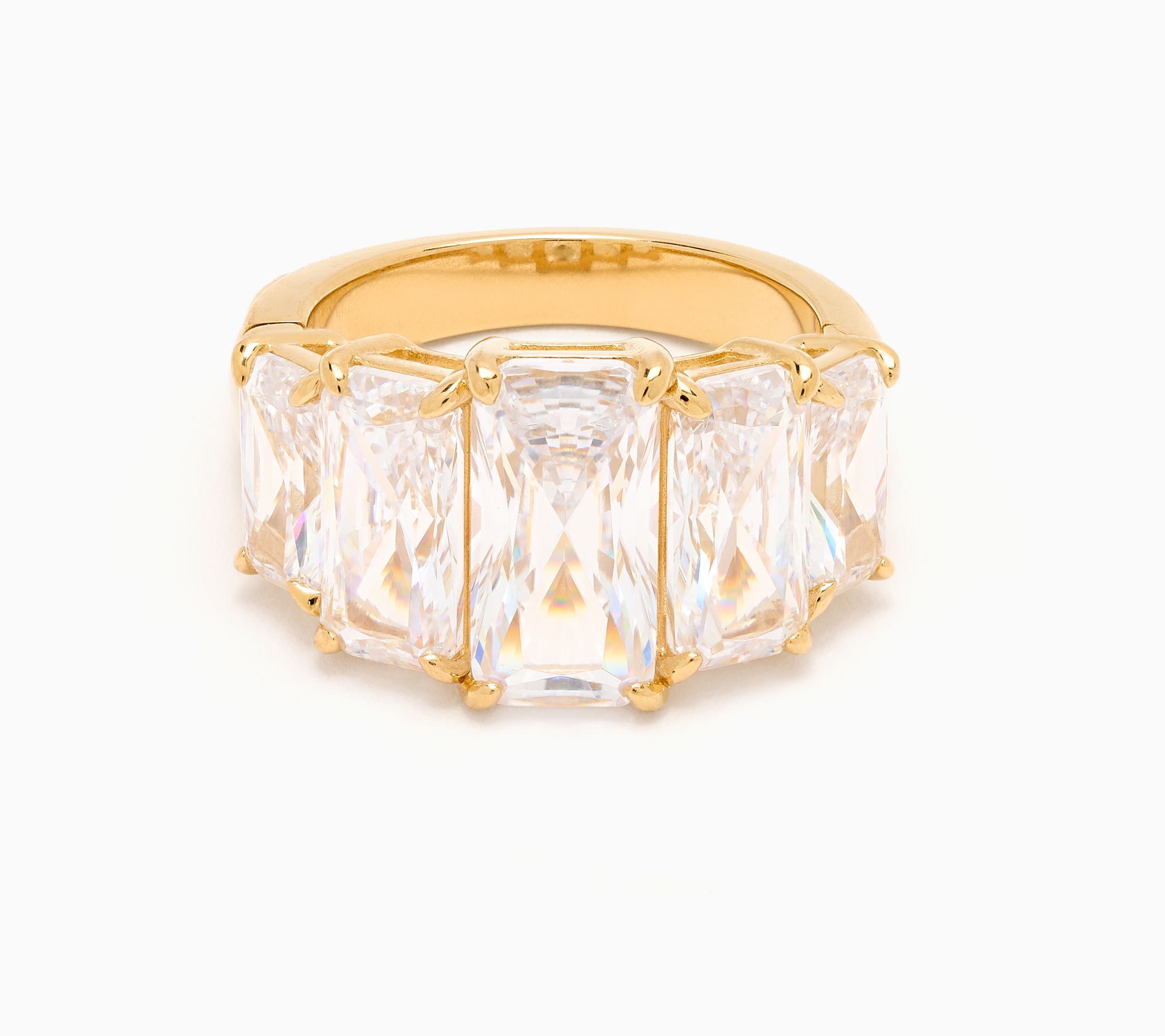 Diamonique x Jennifer Miller Elongated 5 -Stone Shank Ring 14k