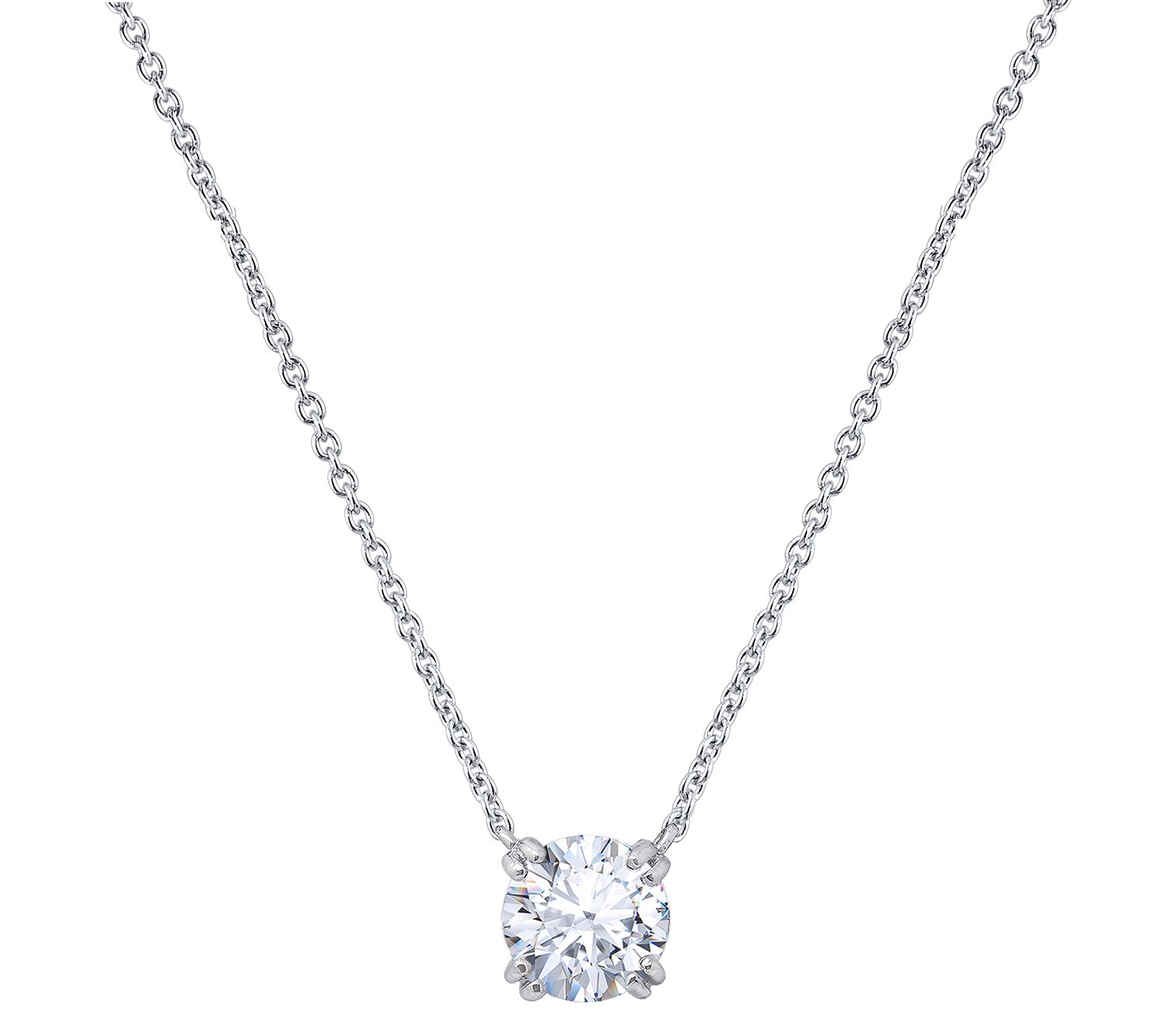 Diamonique Sterling 3.00 cttw Round Solitare Necklace
