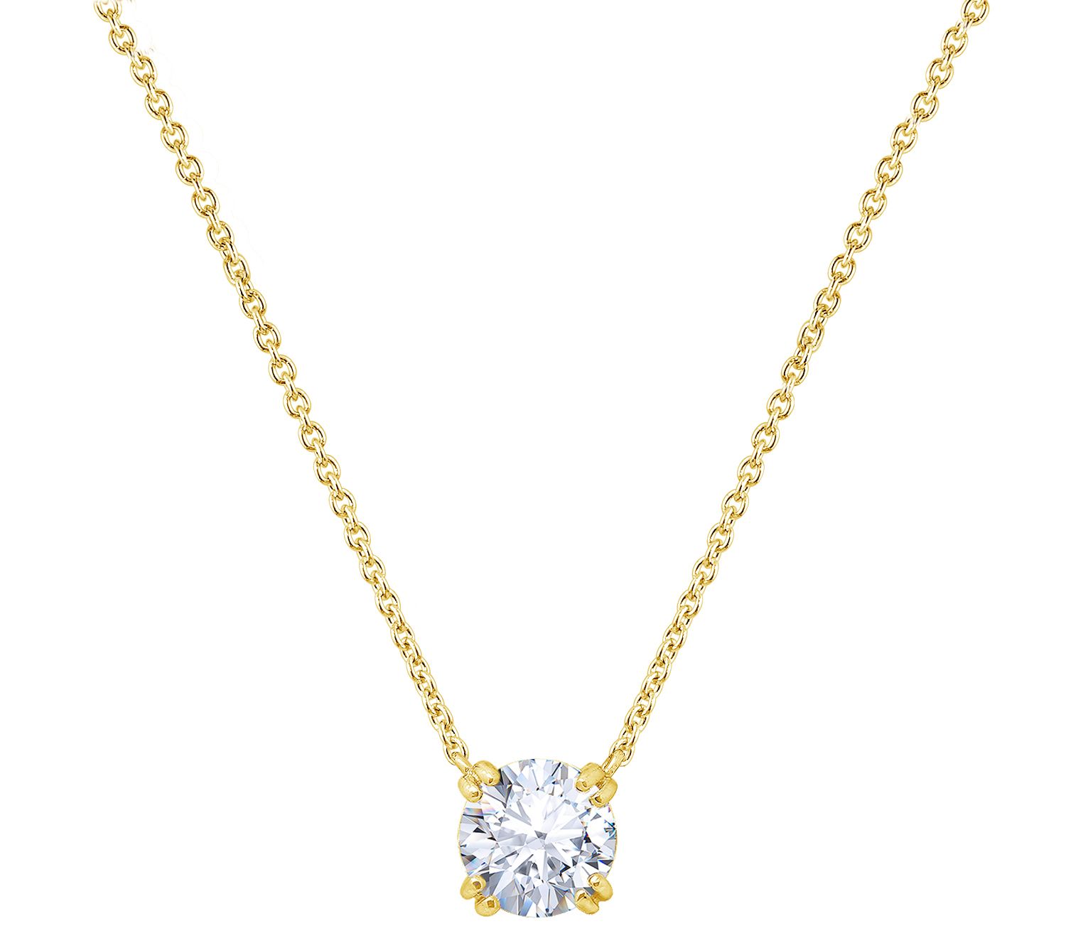 Diamonique Sterling 3.00 cttw Round Solitare Necklace