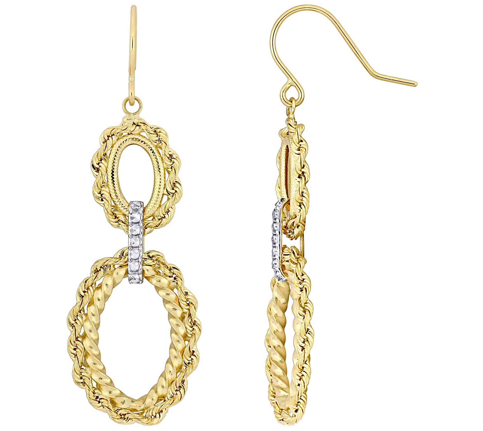 14K Gold Two-Tone Tiered Dangle Earrings - QVC.com