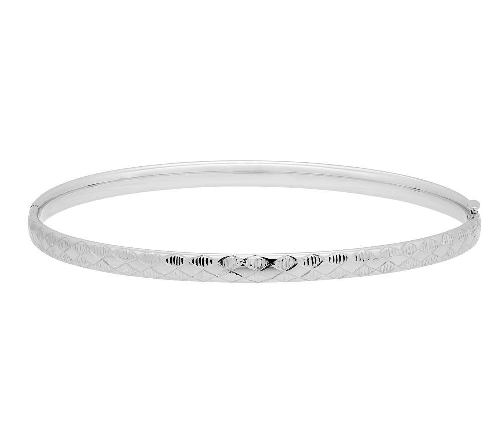 EternaGold 8" Argyle Pattern Bangle, 14K Whi teGold