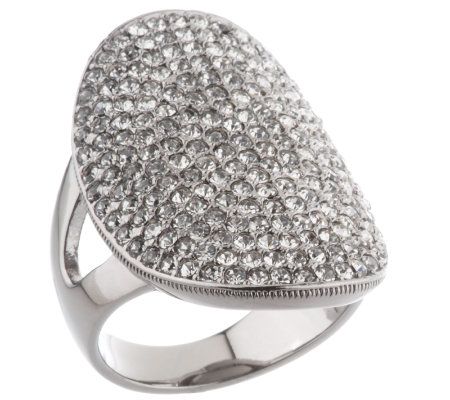 Nadri Micro Pave' Elongated Oval Saddle Ring - QVC.com