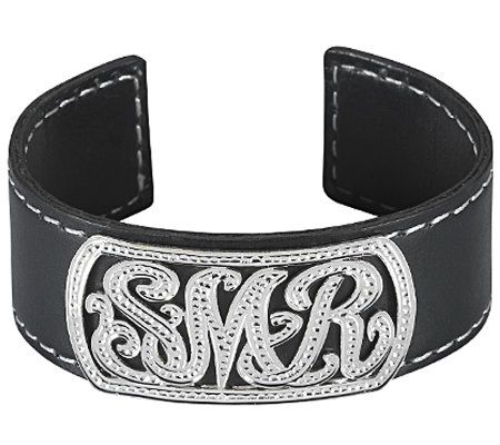 Sterling Personalized Monogram Leather Cuff