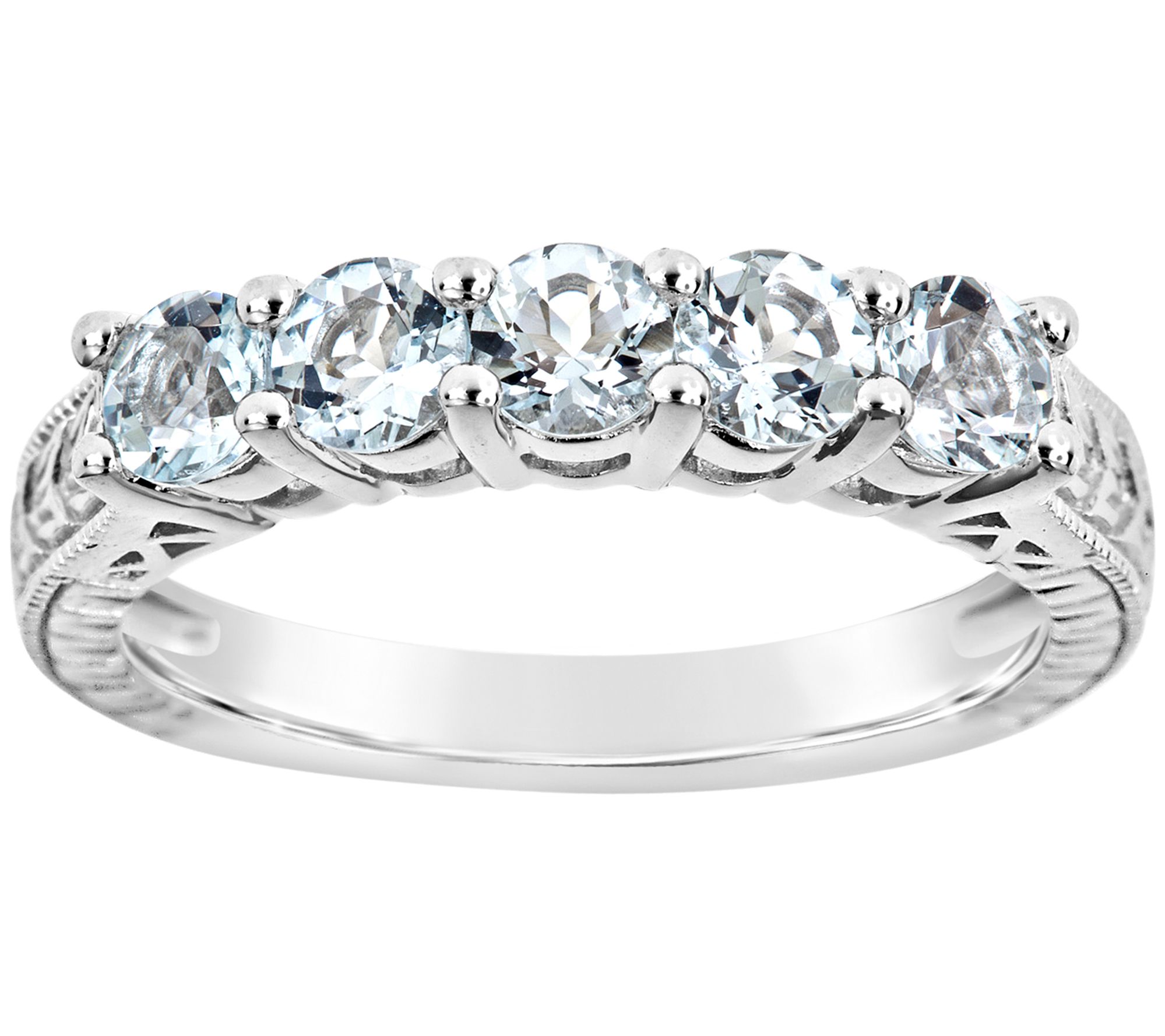 Sterling 5-Stone Round Birthstone Band Ring