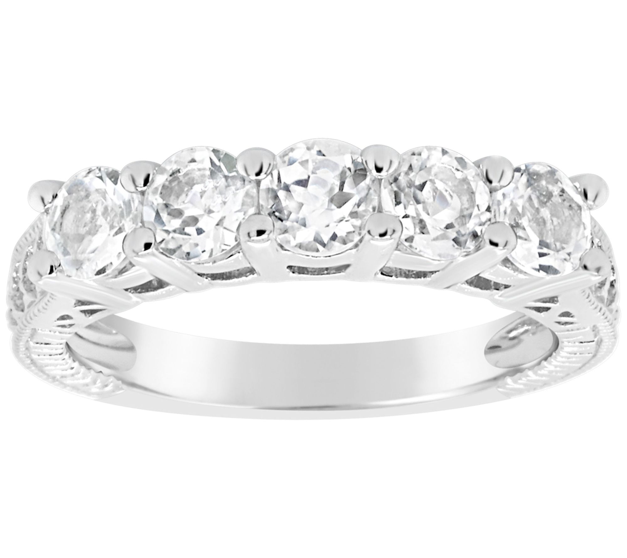 Sterling 5-Stone Round Birthstone Band Ring