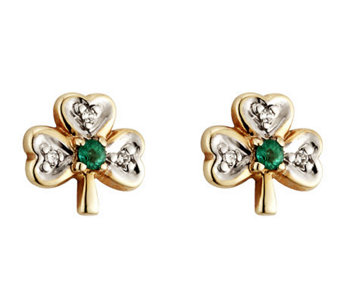 Solvar Diamond & Emerald Shamrock Earrings, 14K - J311334