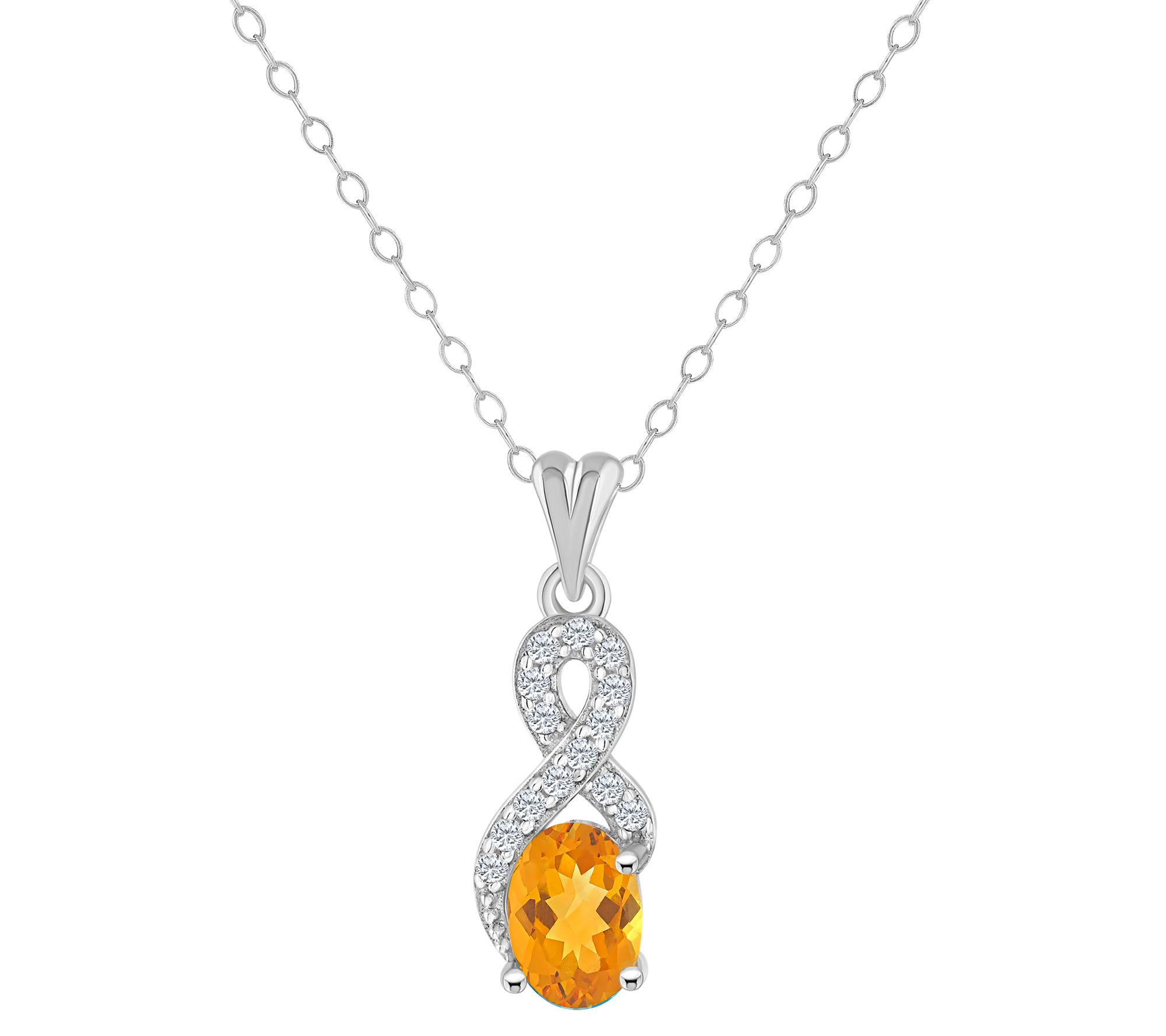 Sterling Silver Multi-Gemstone Infinity Penda nt w/ Chain