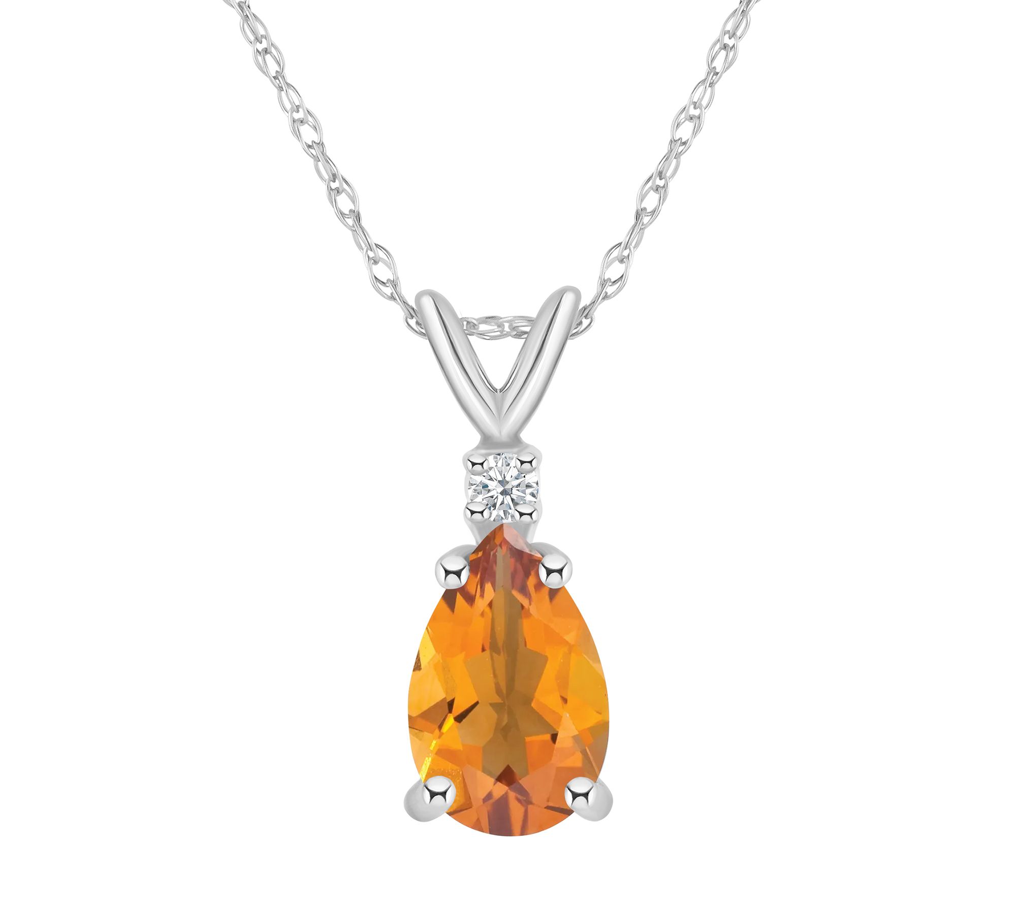 14K Gold 0.95 cttw Citrine & Diamond Accent Pen dant