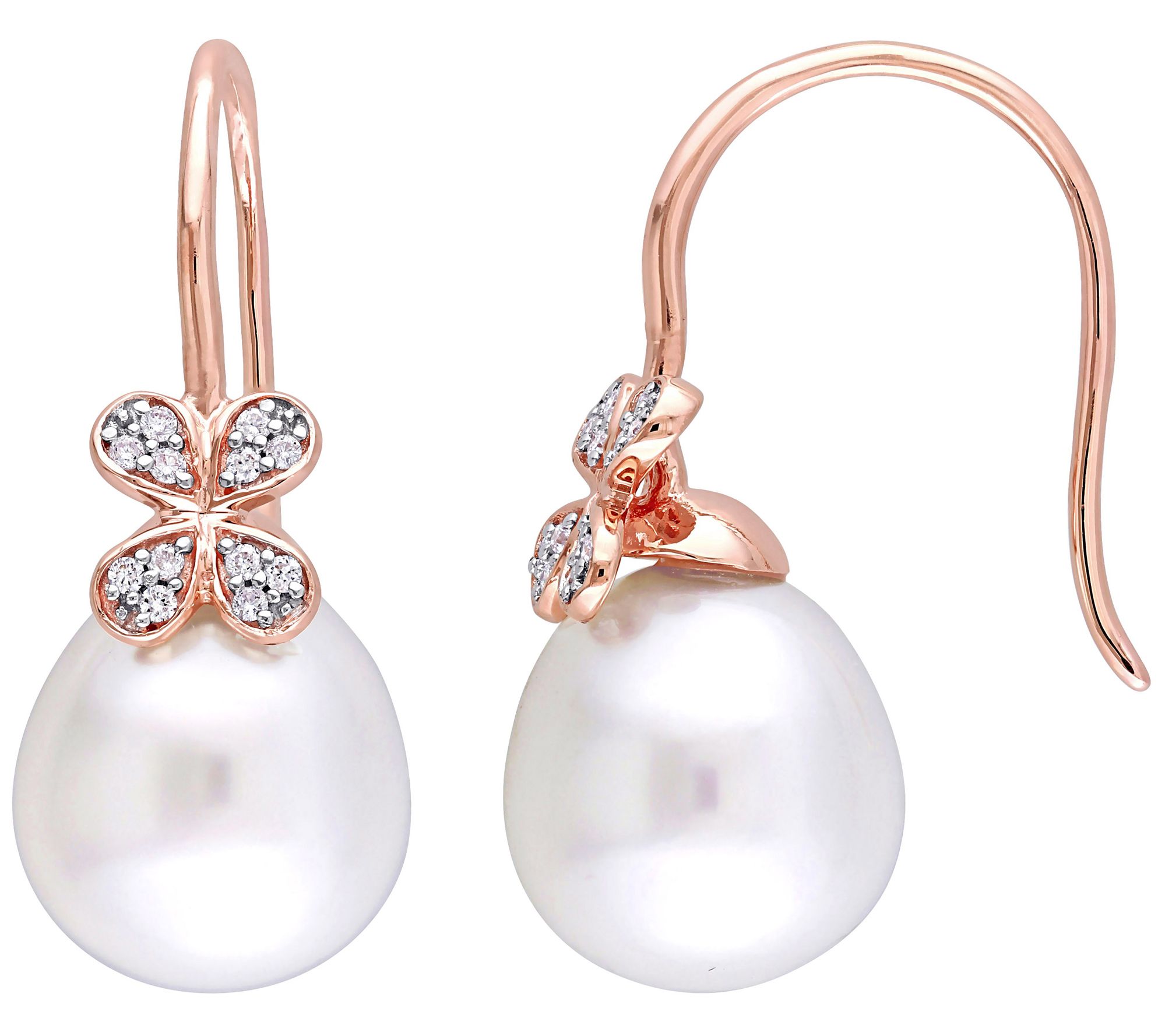 Bellini South Sea Pearl & Diamond Earrings, 14K Rose Gold