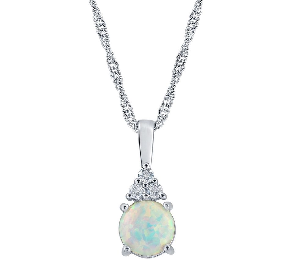 Sterling Silver 7mm Round Simulated Gemstone Pendant w/ Chain