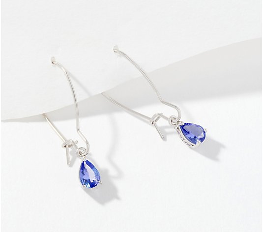 Affinity Gems Tanzanite Pear Cut Drop Earrings, Sterling Silver