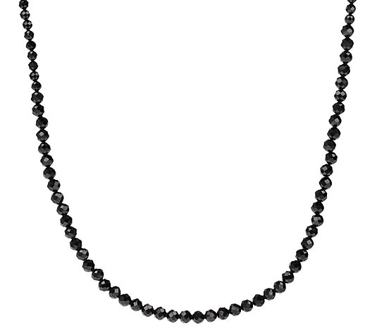 Italian Silver Black Spinel Graduated Bead Necklace