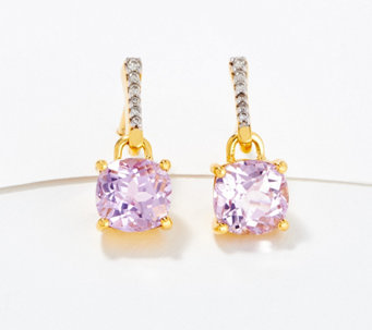 Affinity Gems Cushion Kunzite & Diamond Drop Earrings 14K Gold - J405934