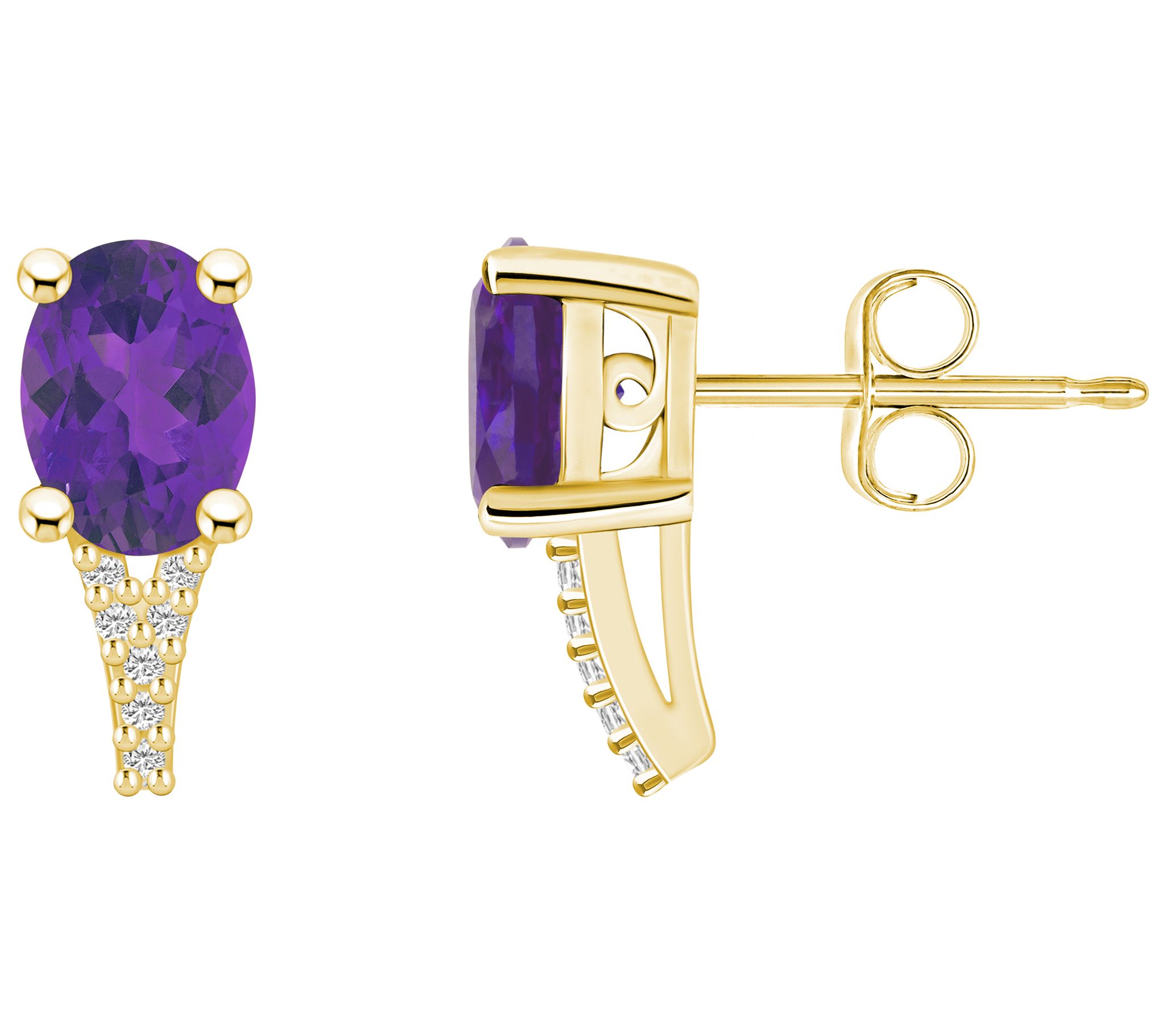 Affinity Gems Oval Gemstone & Diamond Accent Earrings, 14K