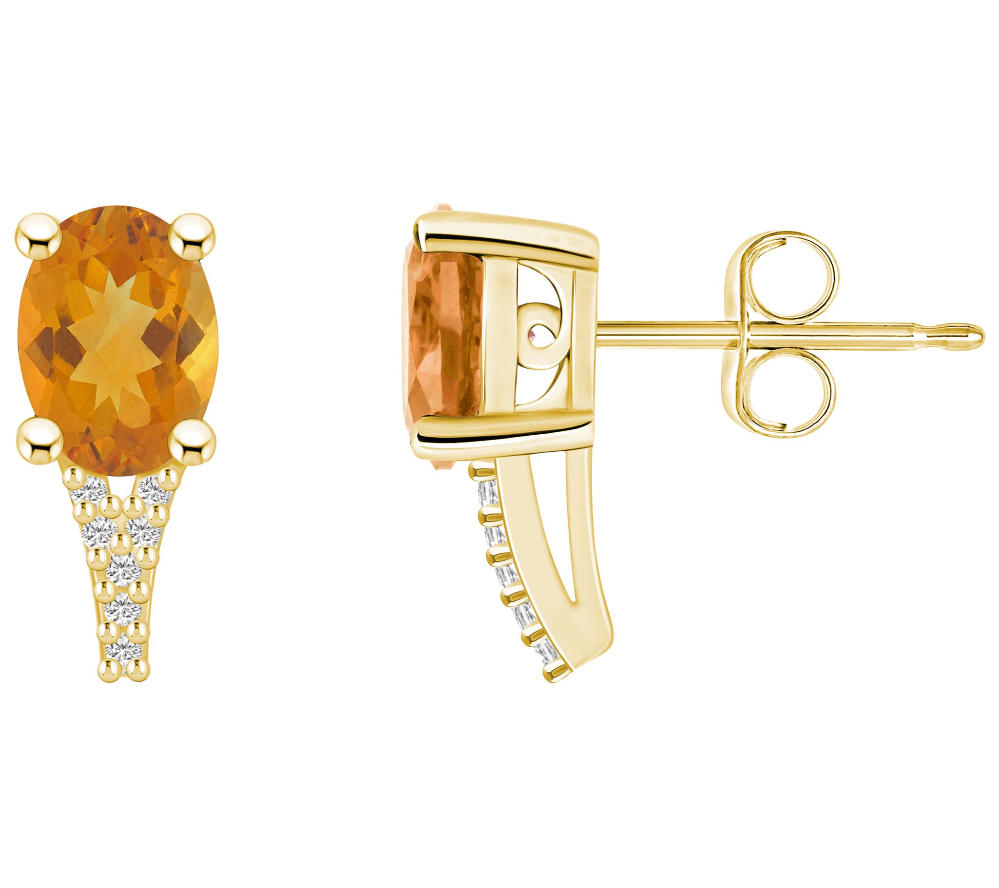 Affinity Gems Oval Gemstone & Diamond Accent Earrings, 14K