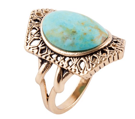 Barse Artisan Crafted Ornate Turquoise Ring