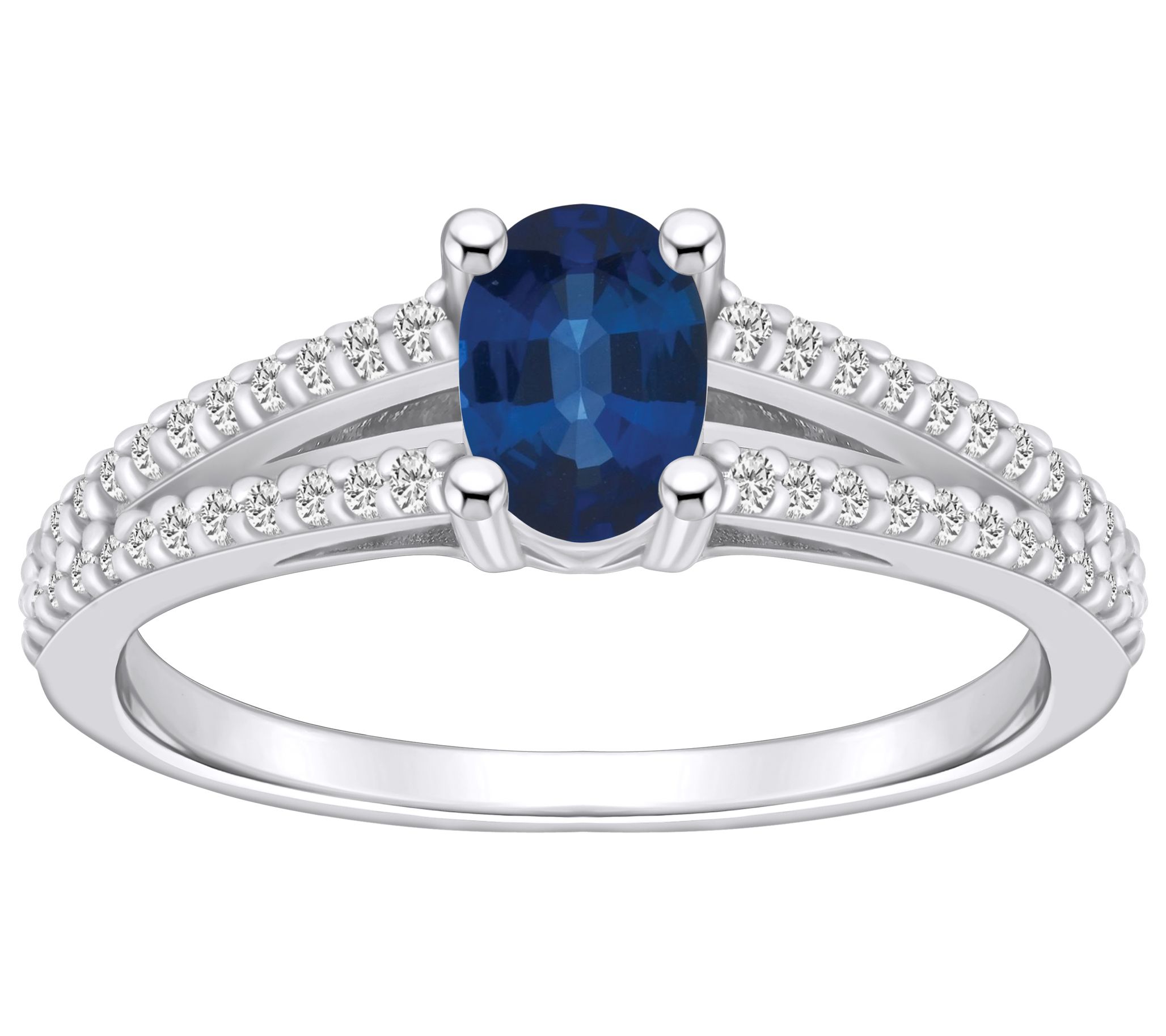 Affinity Gems Oval Gemstone & Diamond Ring, 14KWhite Gold