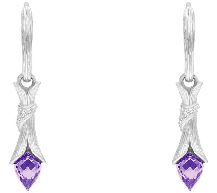 Ariva Sterling Silver Amethyst & Diamonique Dew Drop Earrings