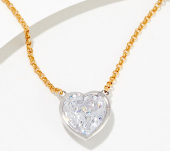 Diamonique x Jennifer Miller 100 Facet Heart Necklace, Sterling Silver - J415834