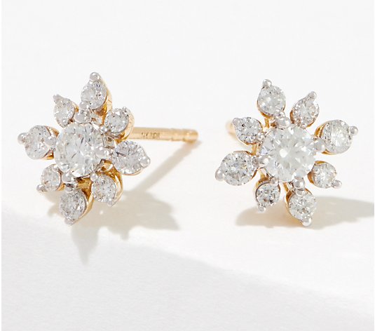 Affinity Diamonds Snowflake Stud Earrings 0.75cttw, 14K