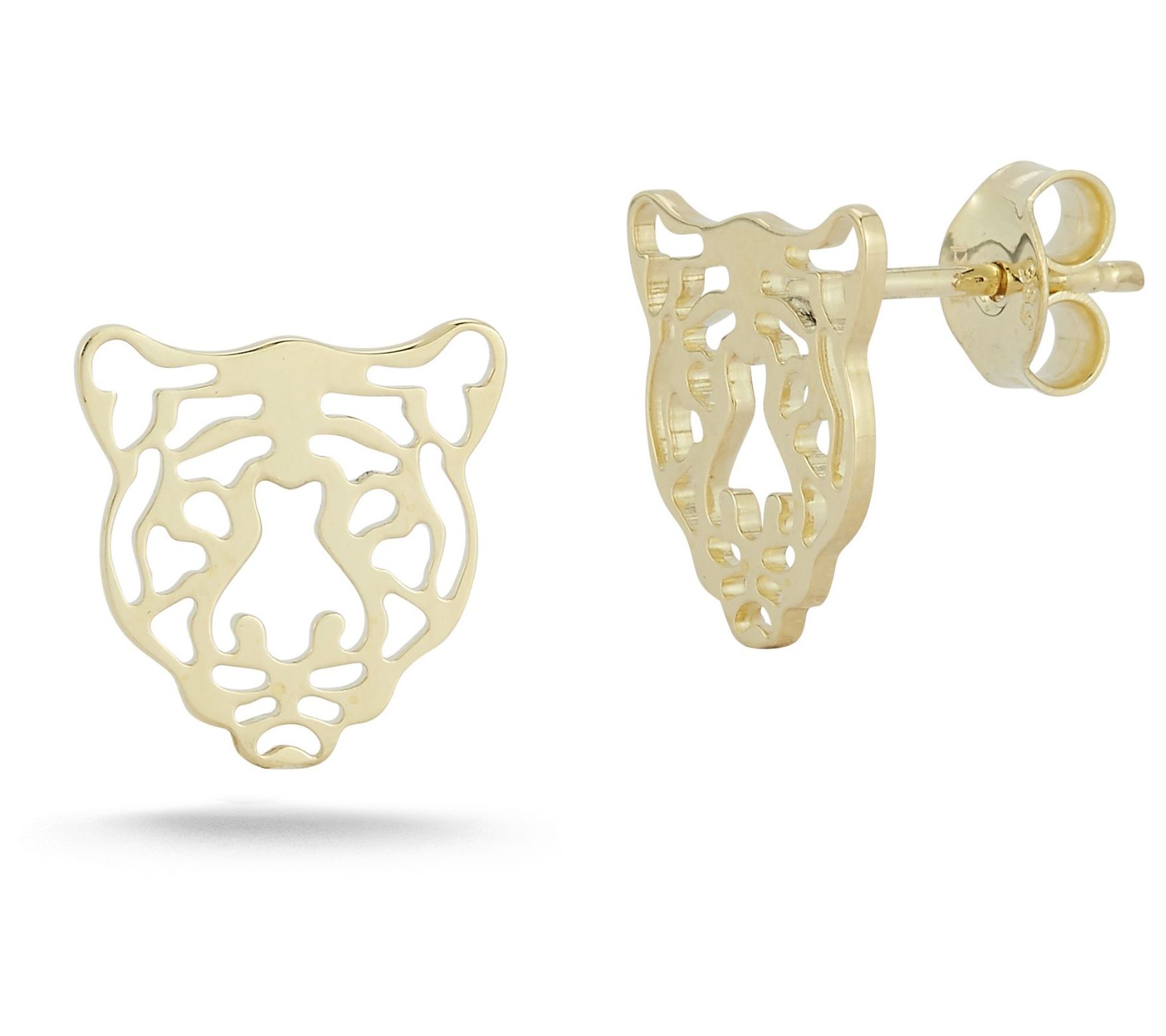 Luminosa Gold Tiger Stud Earrings, 14K