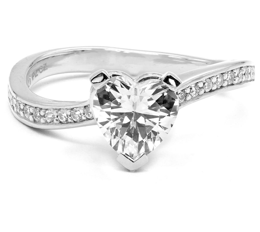 Diamonique 2.60 Heart Wave Ring,Sterling Silver