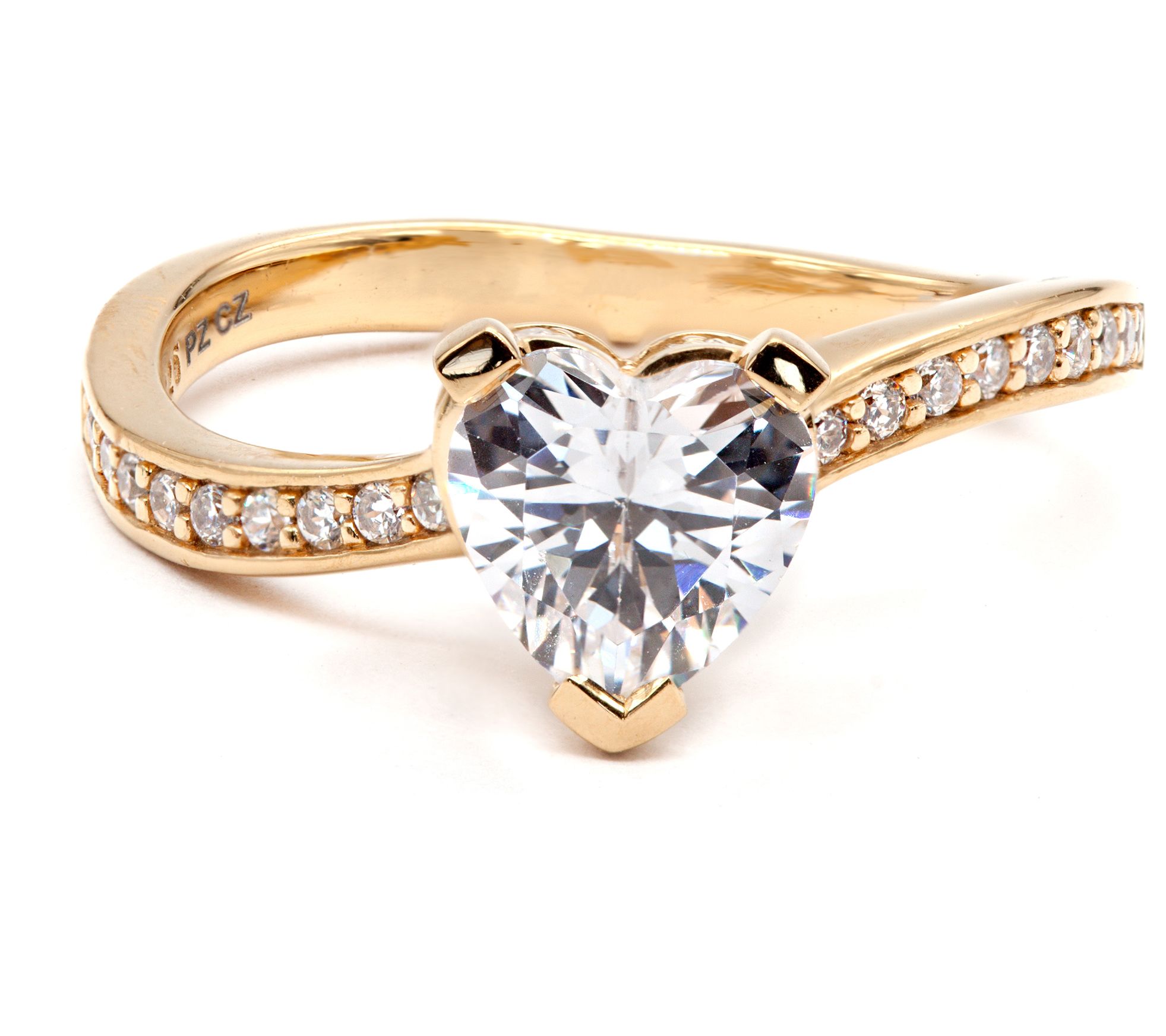 Diamonique 2.60 Heart Wave Ring,Sterling Silver