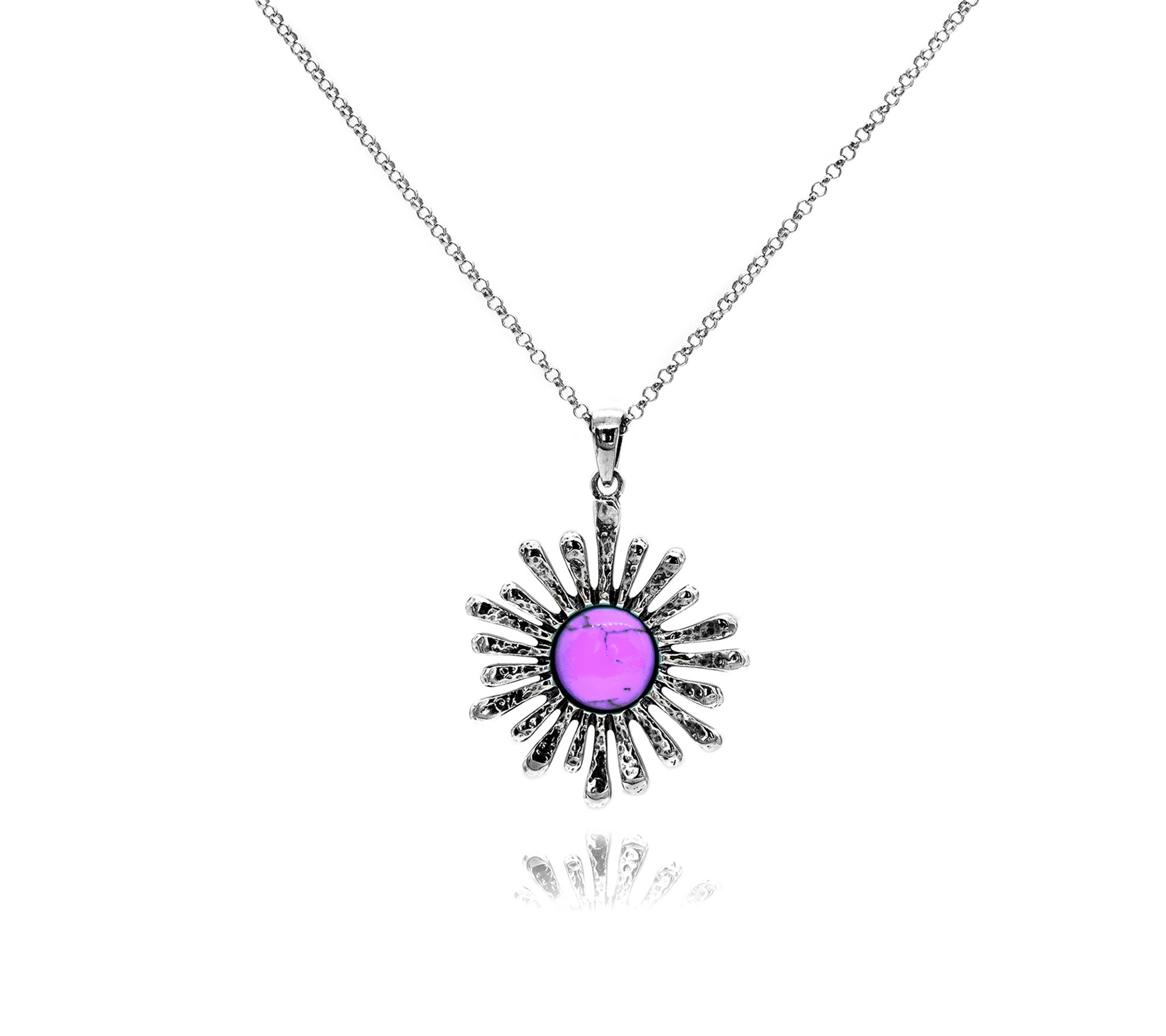 Or Paz Sterling Silver Sun Ray Gemstone Pendant w/ Chain